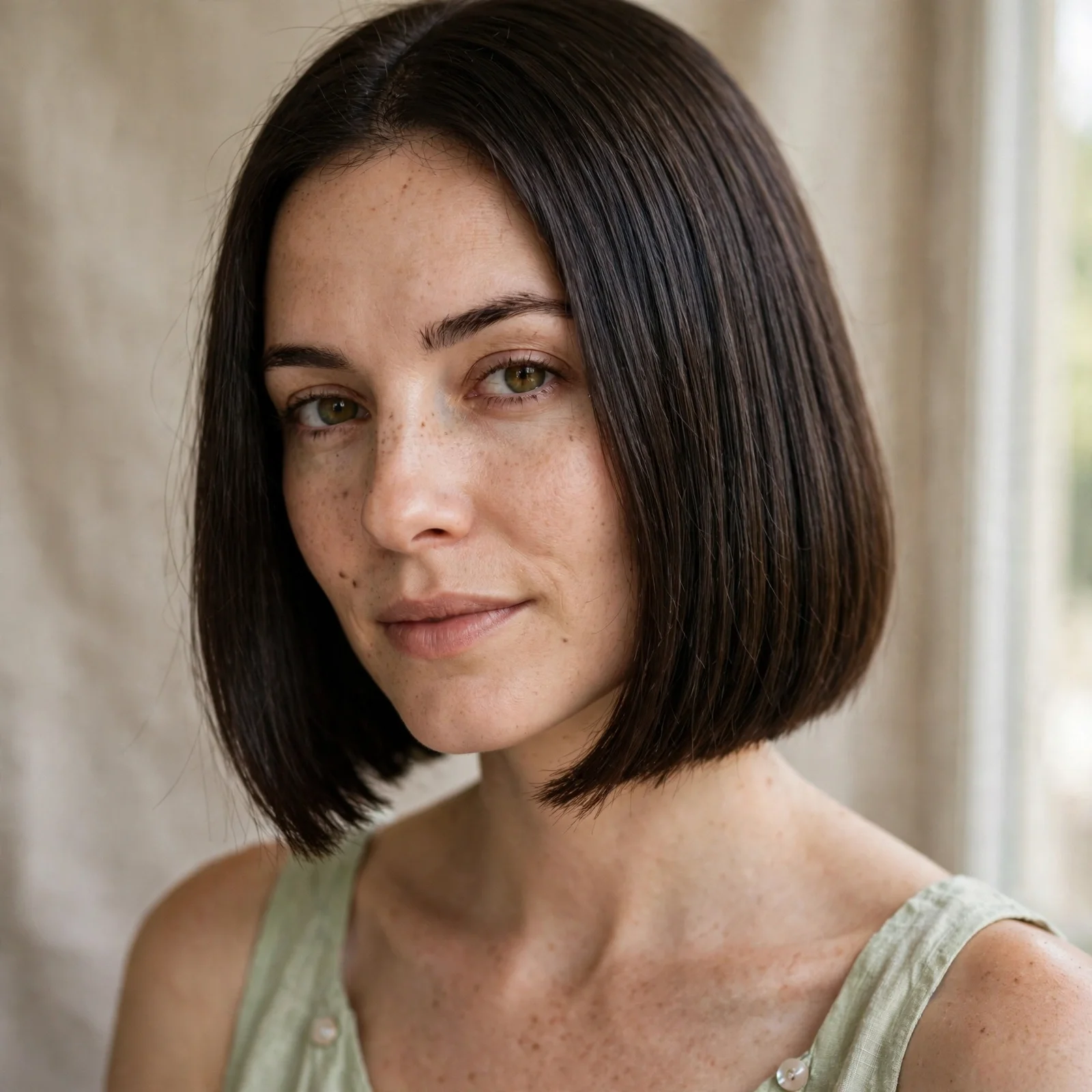 25 Humidity-Proof Hairstyles for Women That Hold Shape Without Hairspray: Chin-Length Blunt Bob