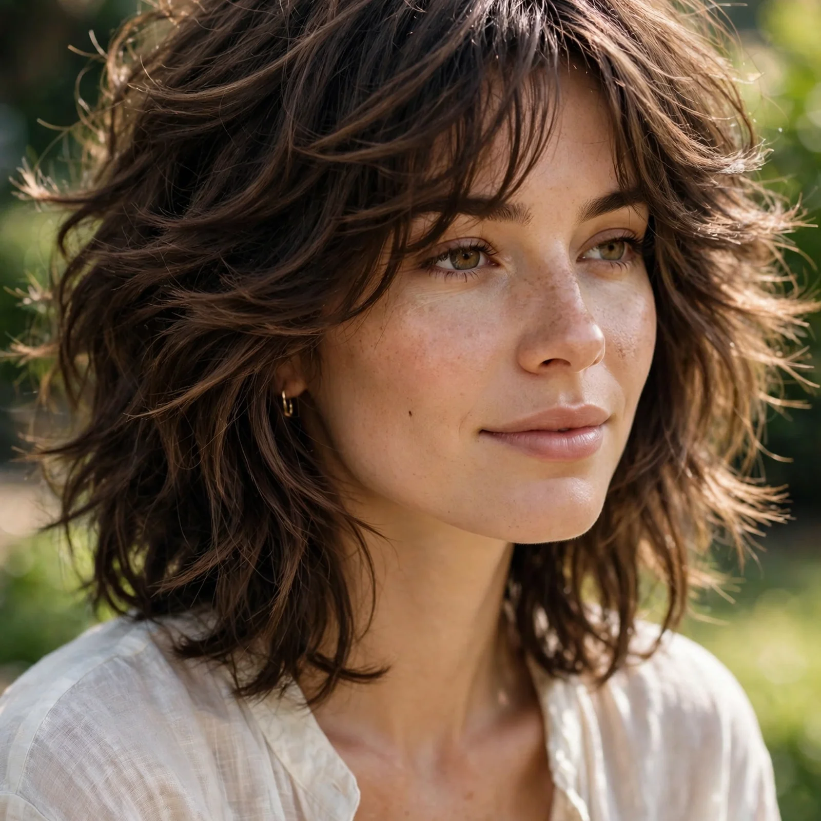 25 Lightweight Hairstyles for Women With Thick Hair (Easy to Manage in Heat): Shoulder-Length Soft Shag