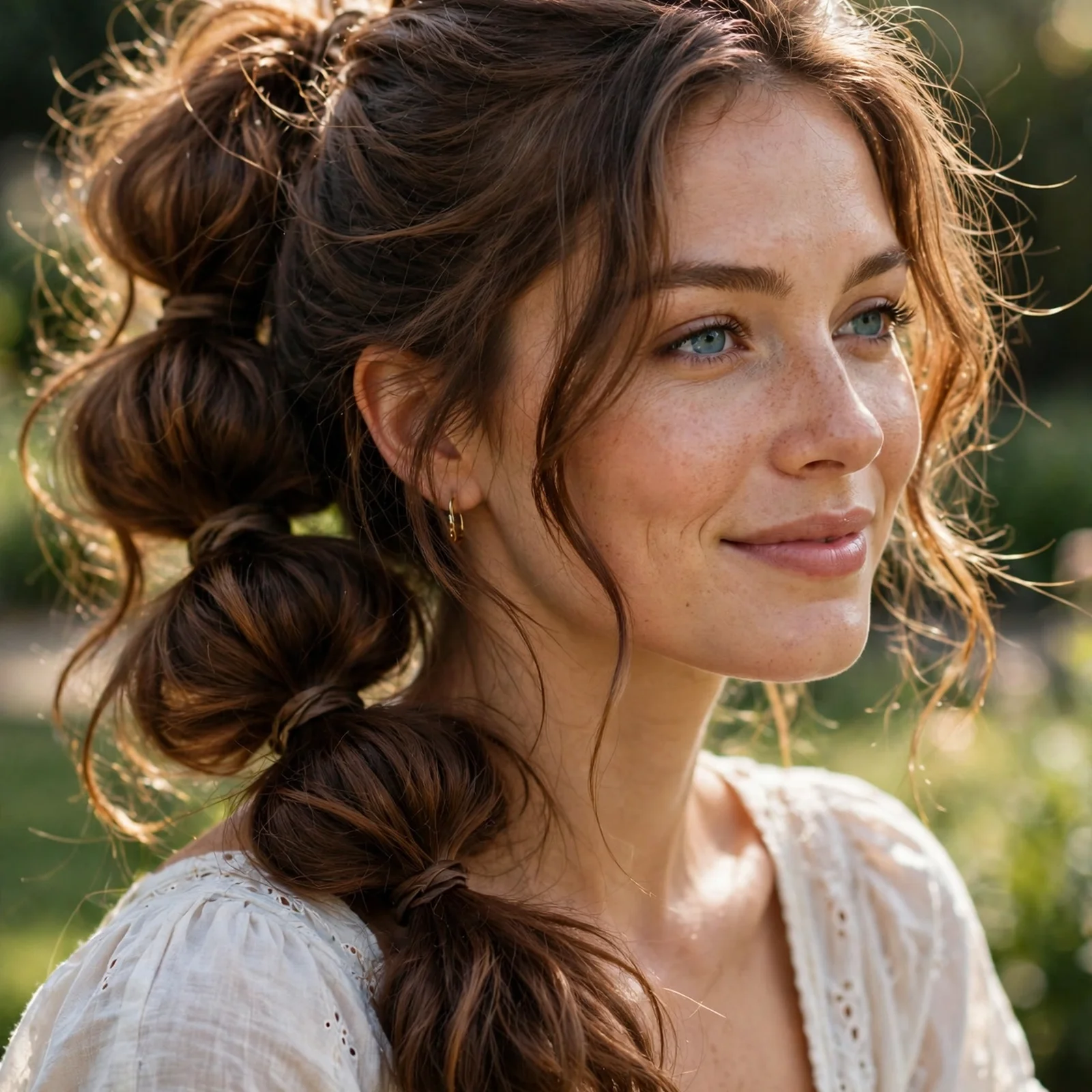 25 Lightweight Hairstyles for Women With Thick Hair (Easy to Manage in Heat): Loose Bubble Ponytail