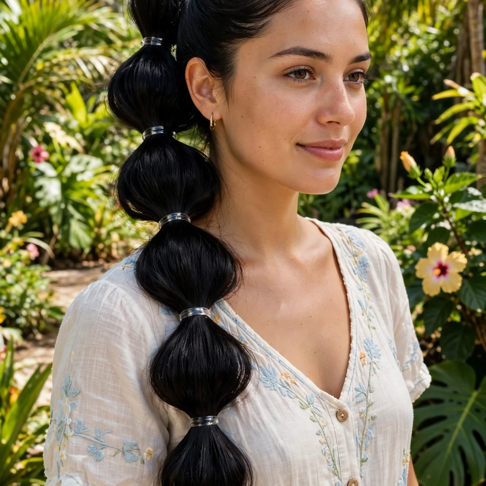 25 Long Hair Summer Hairstyles for Women That Don’t Get Messy in Heat: Bubble Ponytail