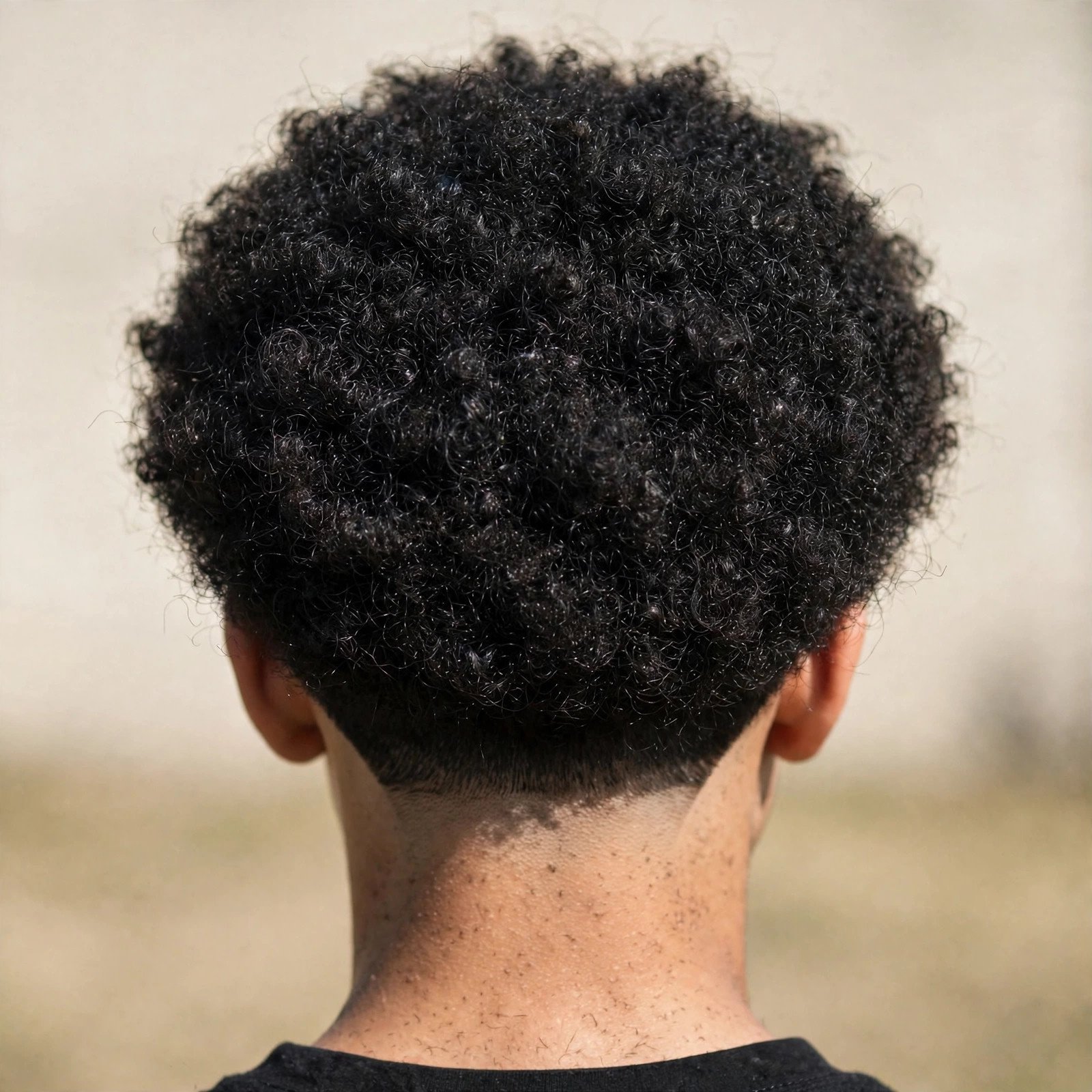 Back view of Afro with Shape-Up hairstyle for boys