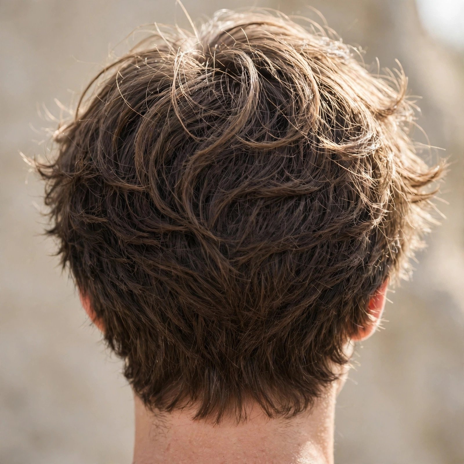 Airy Layered Crop - boys hairstyle, back view