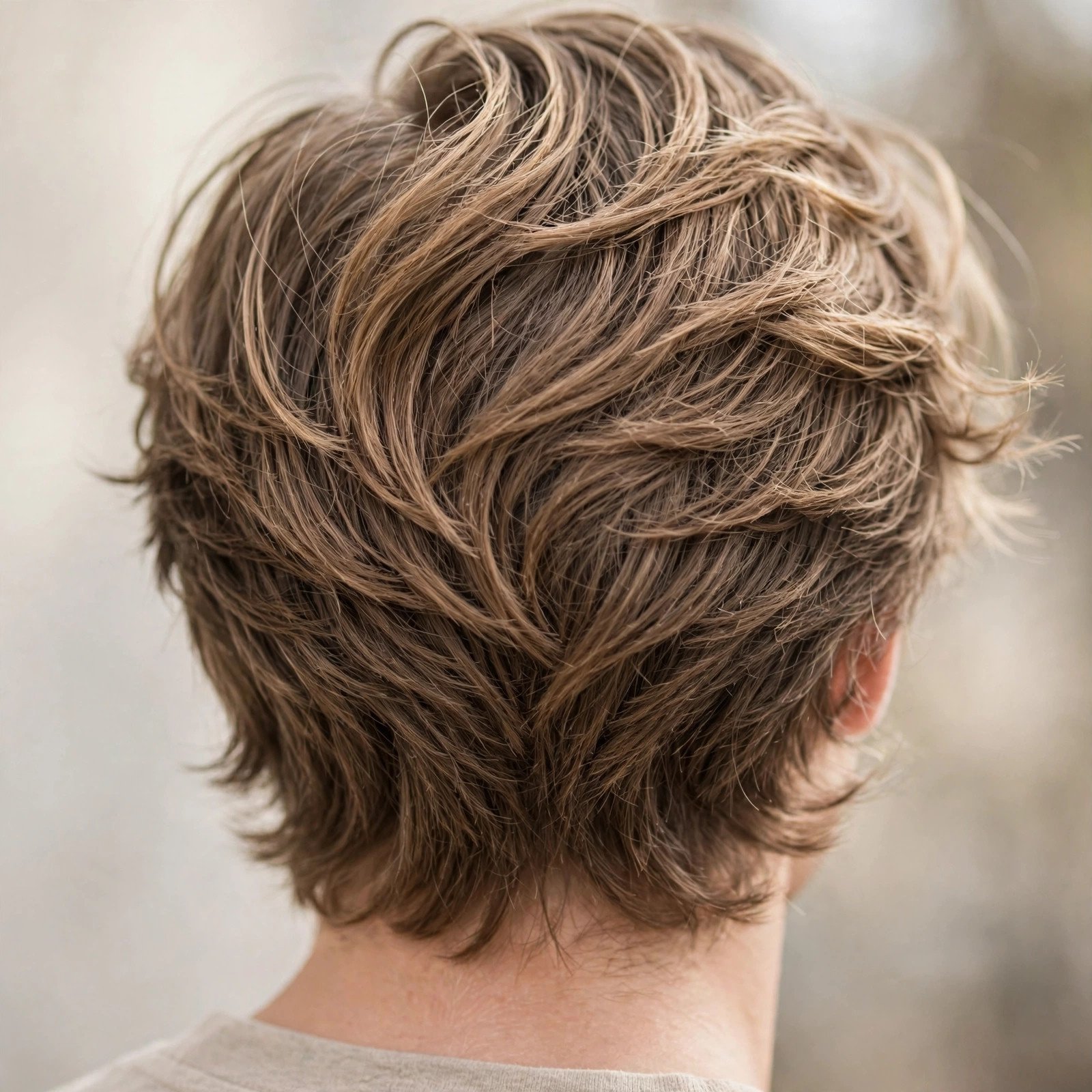 Airy Textured Bro Flow - boys hairstyle, back view