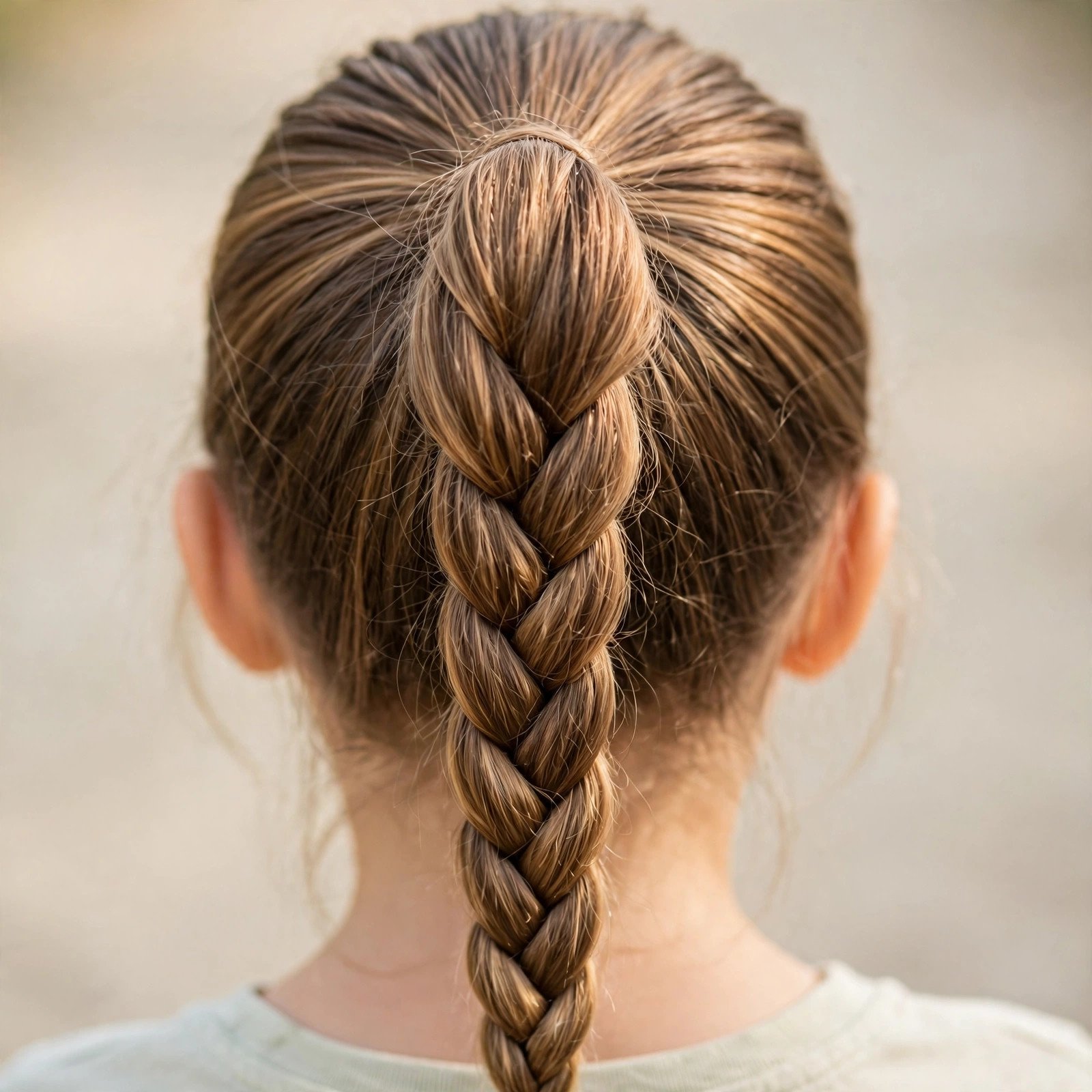 Braided ponytail hairstyle for girls, back view