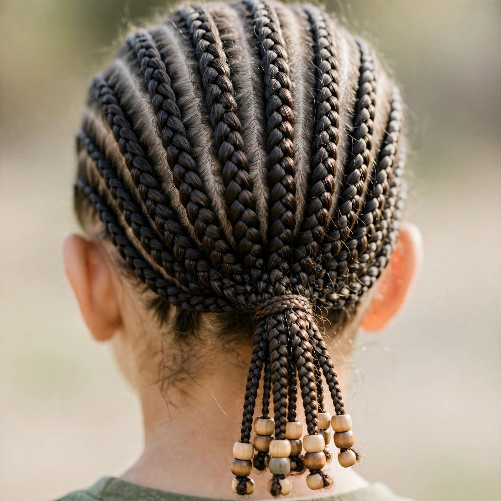 Braids with Beaded Ponytail - boys hairstyle, back view
