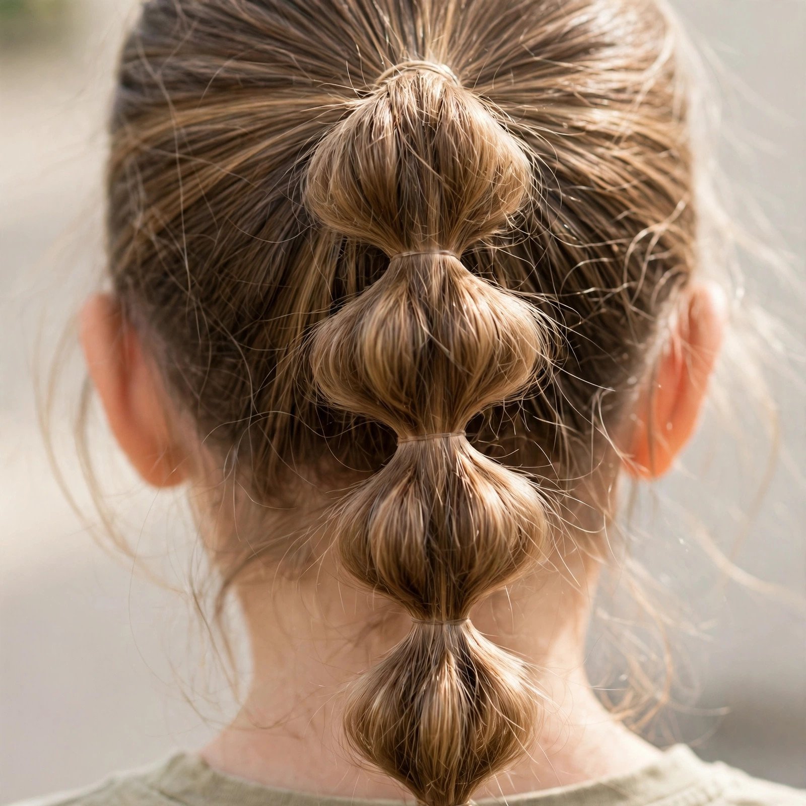 Bubble ponytail hairstyle for girls, back view
