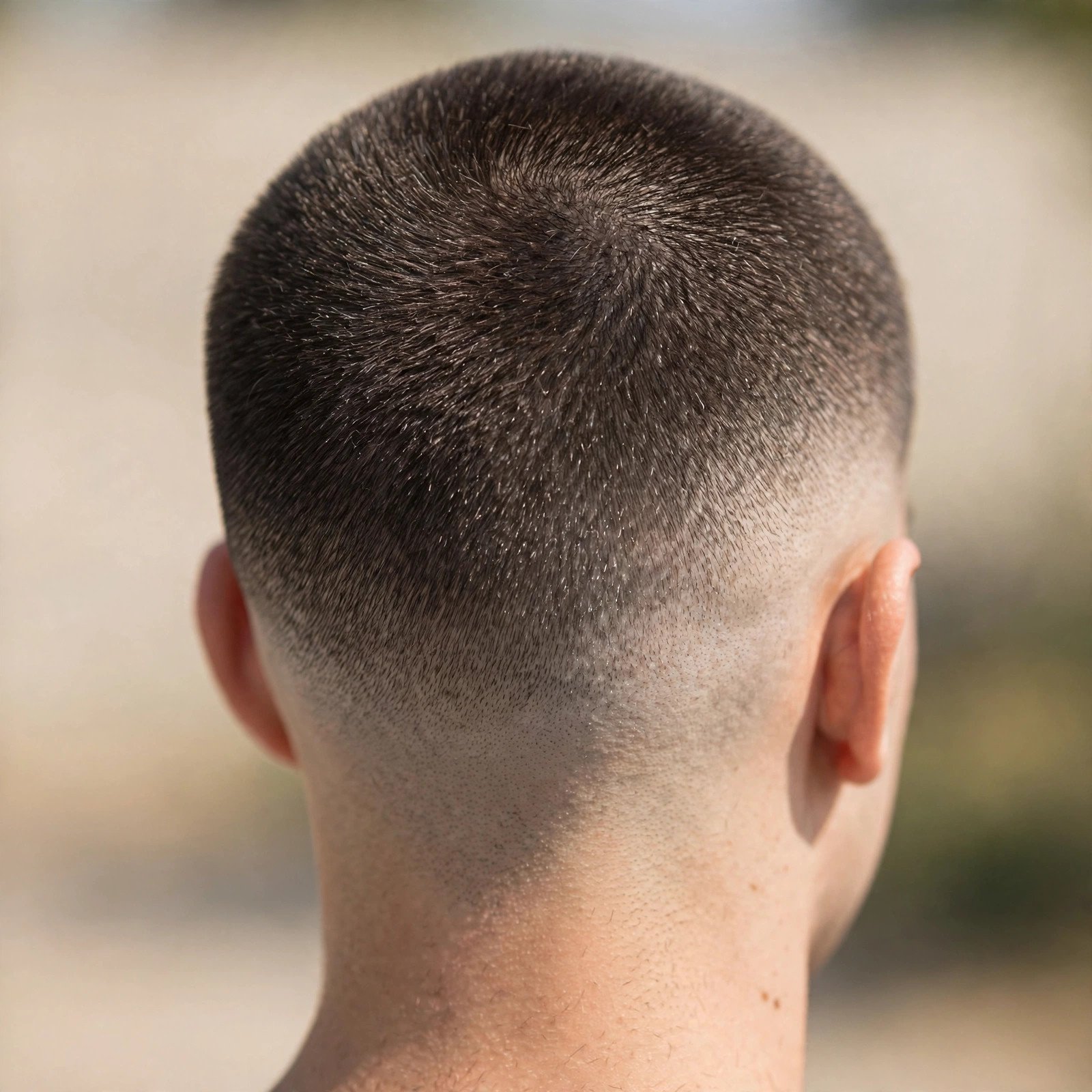 Back view of Buzz Cut with Fade hairstyle for boys