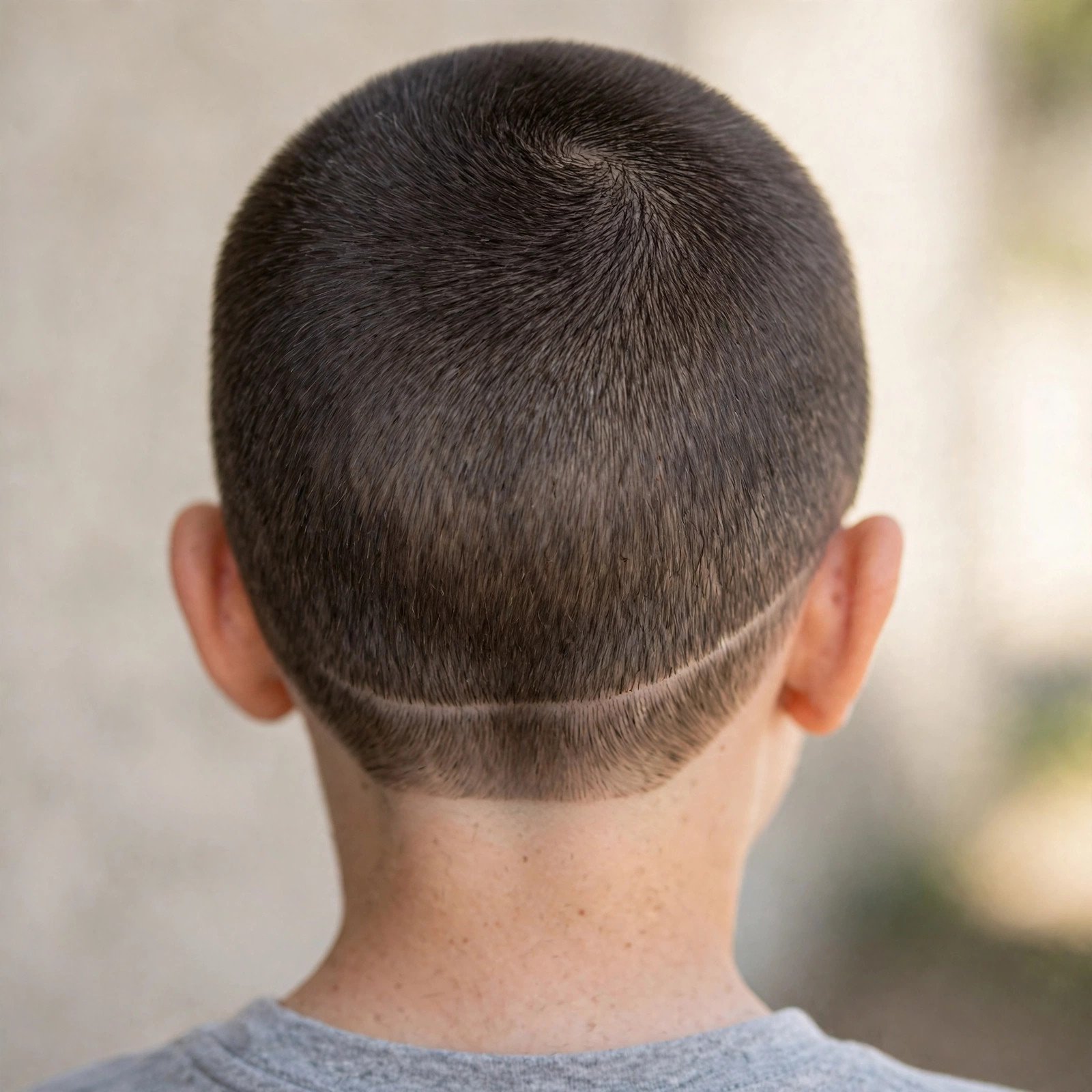 Back view of Buzz Cut with Line-Up hairstyle for boys