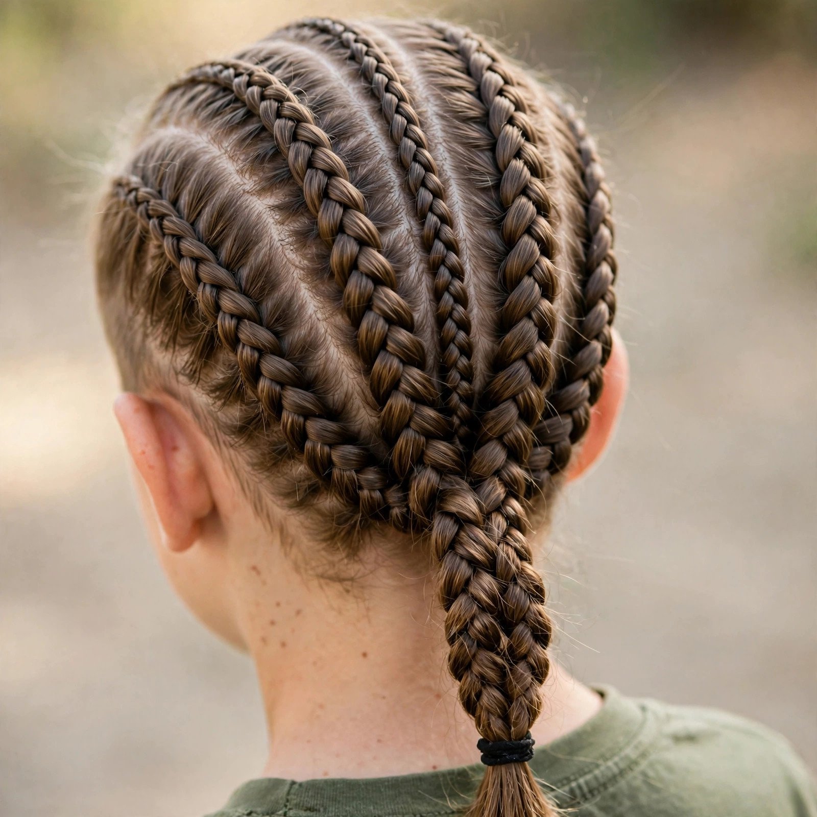 Classic Straight-Back Braided Ponytail - boys hairstyle, back view