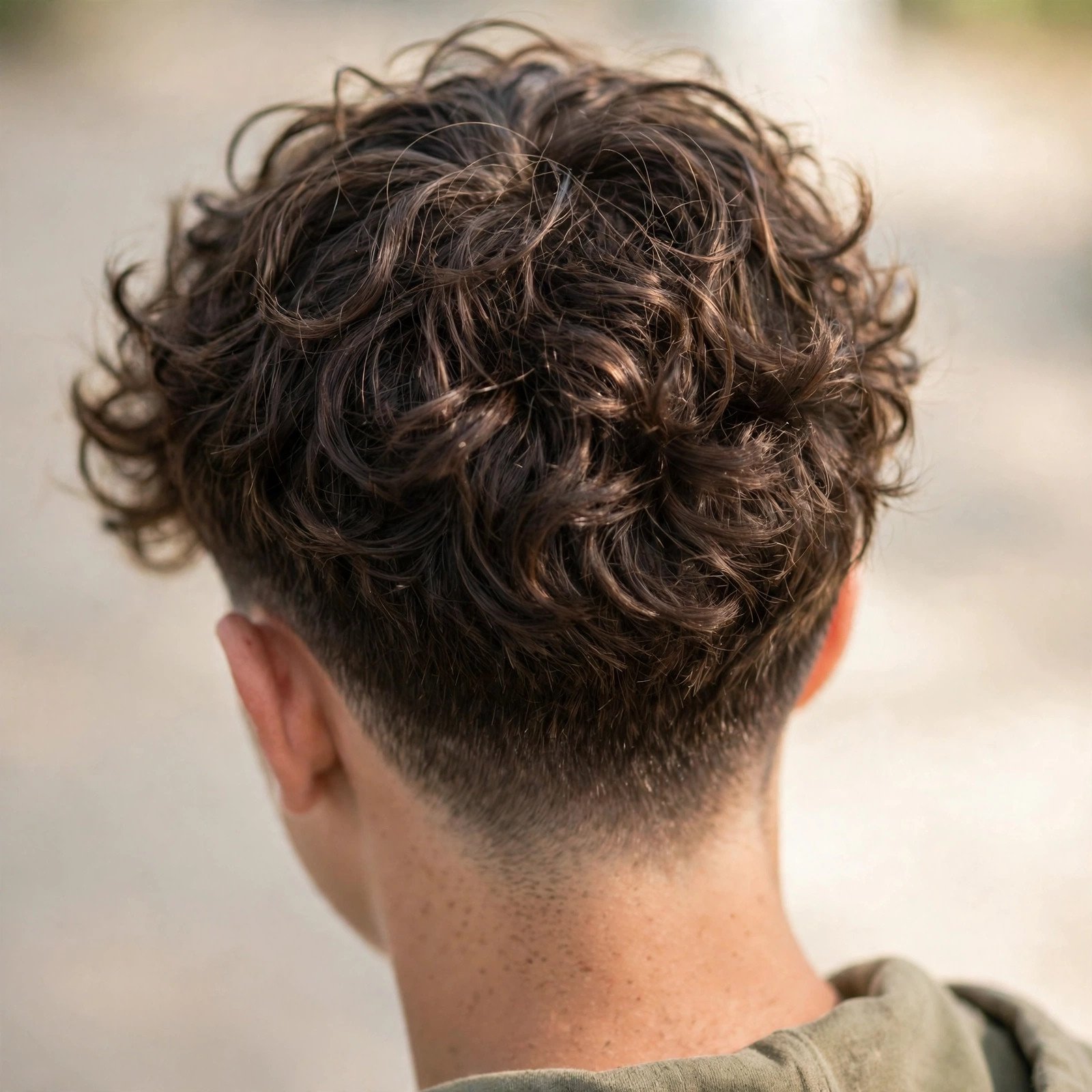 Back view of Curly Fringe hairstyle for boys