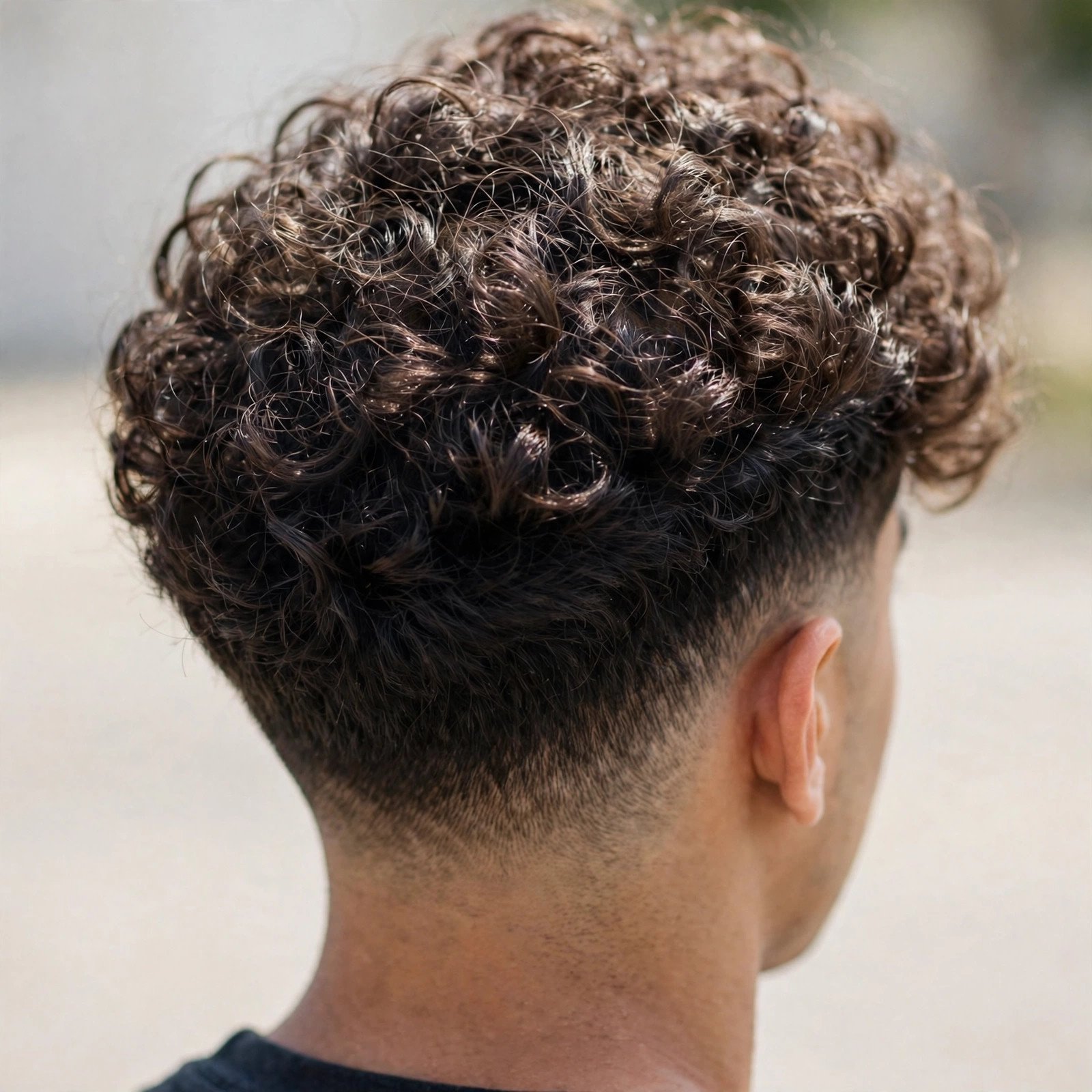 Curly Top With Taper Fade - boys hairstyle, back view