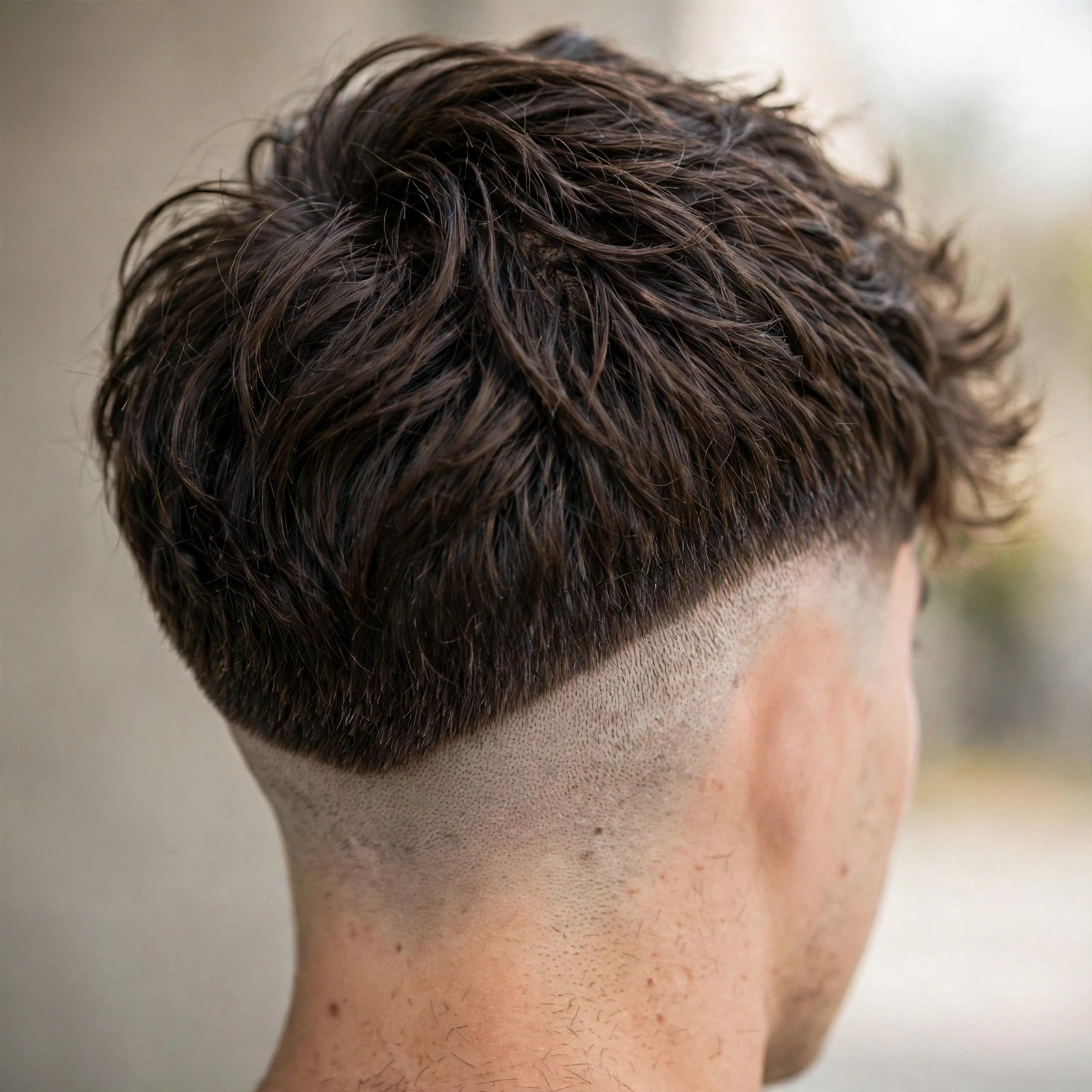 Back view of Disconnected Undercut hairstyle for boys