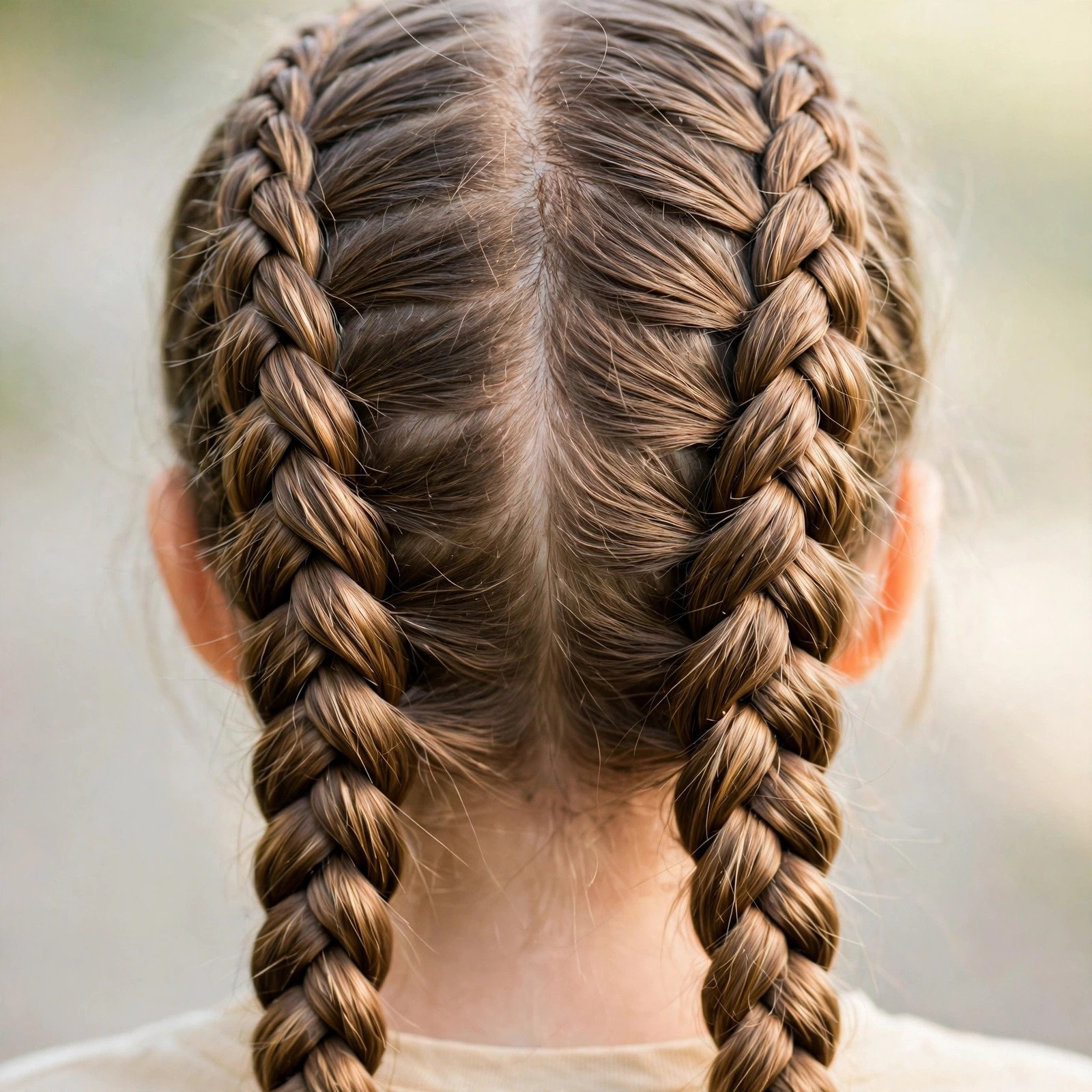 Double dutch braids hairstyle for girls, back view