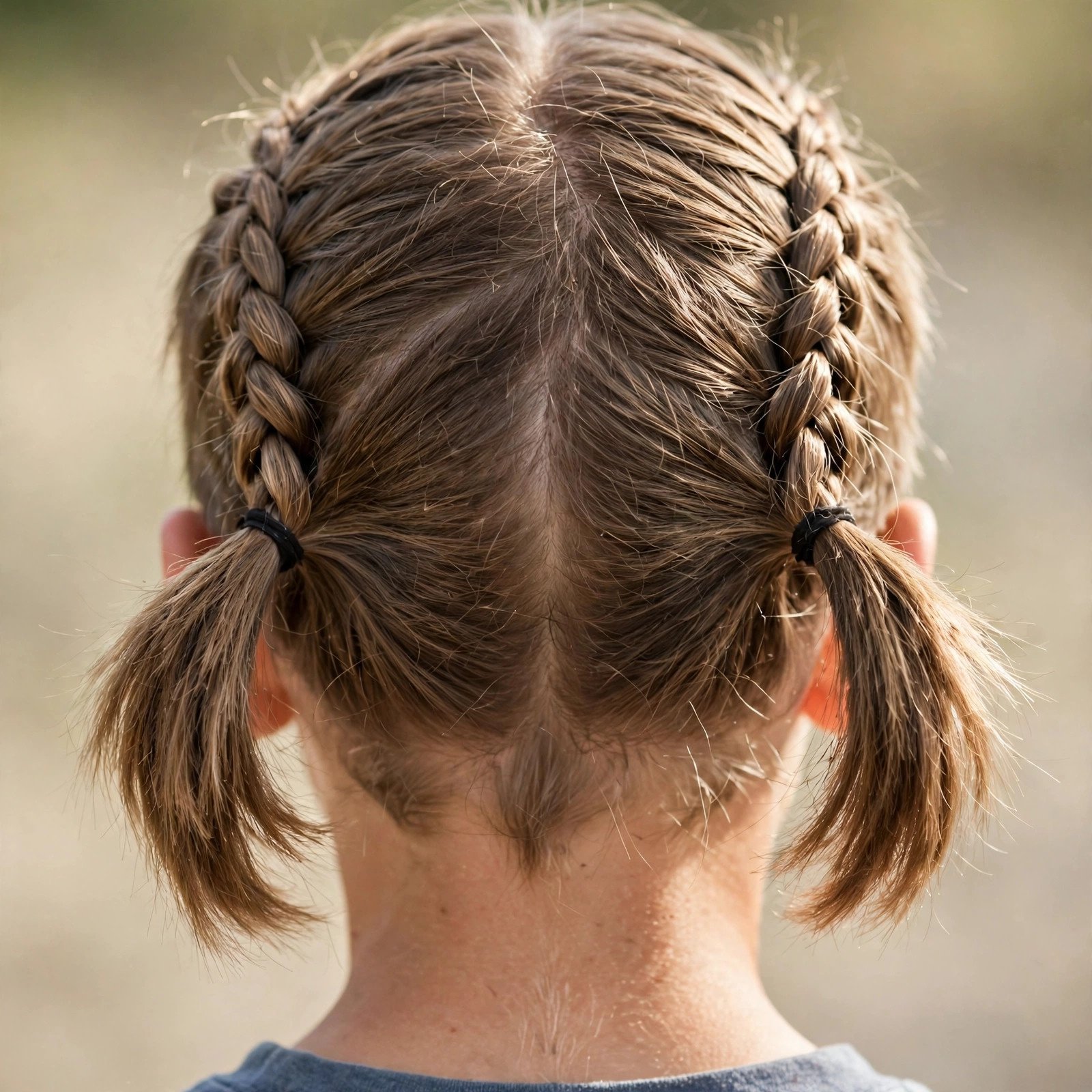 Double Ponytail Braids - boys hairstyle, back view