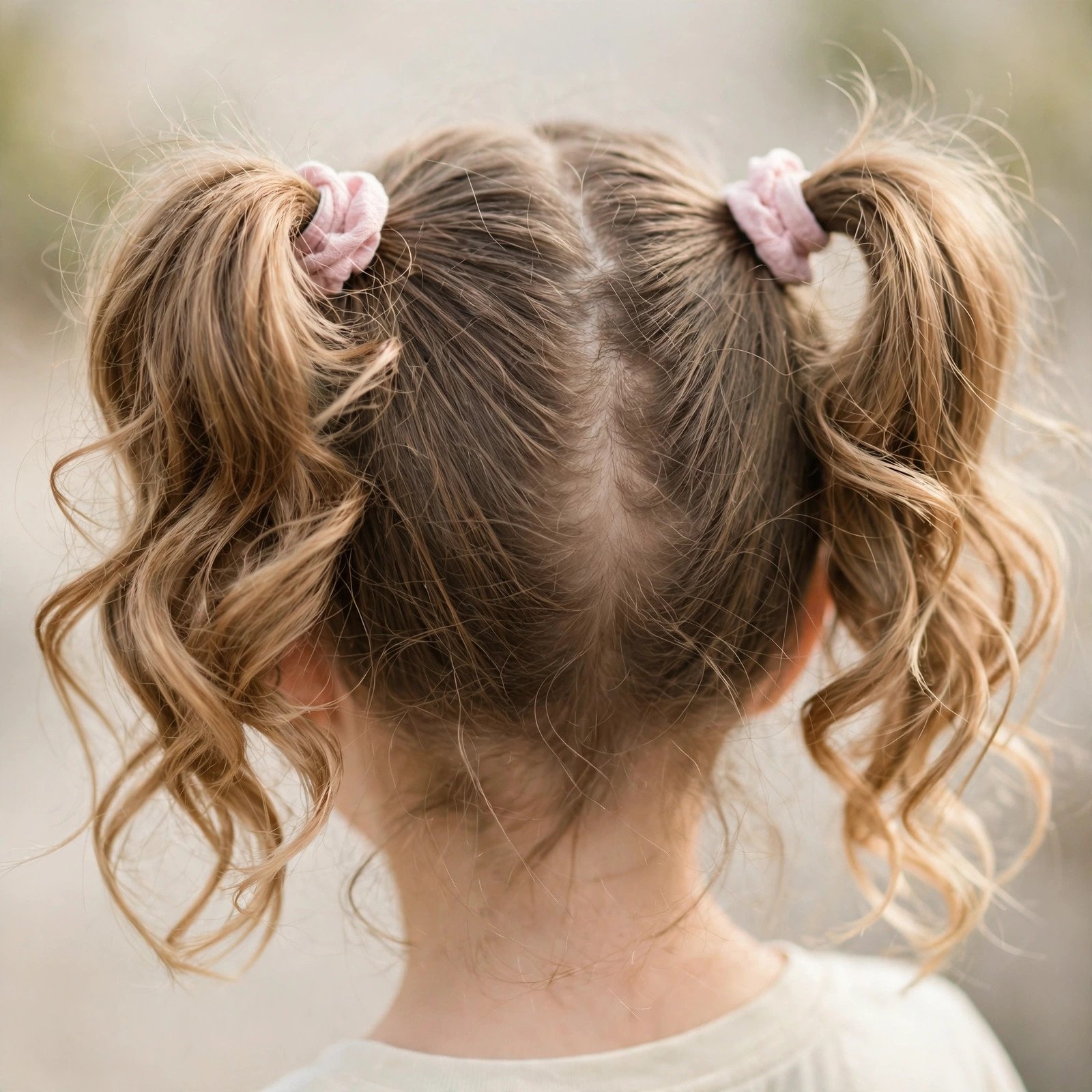 Double ponytail pigtails hairstyle for girls, back view