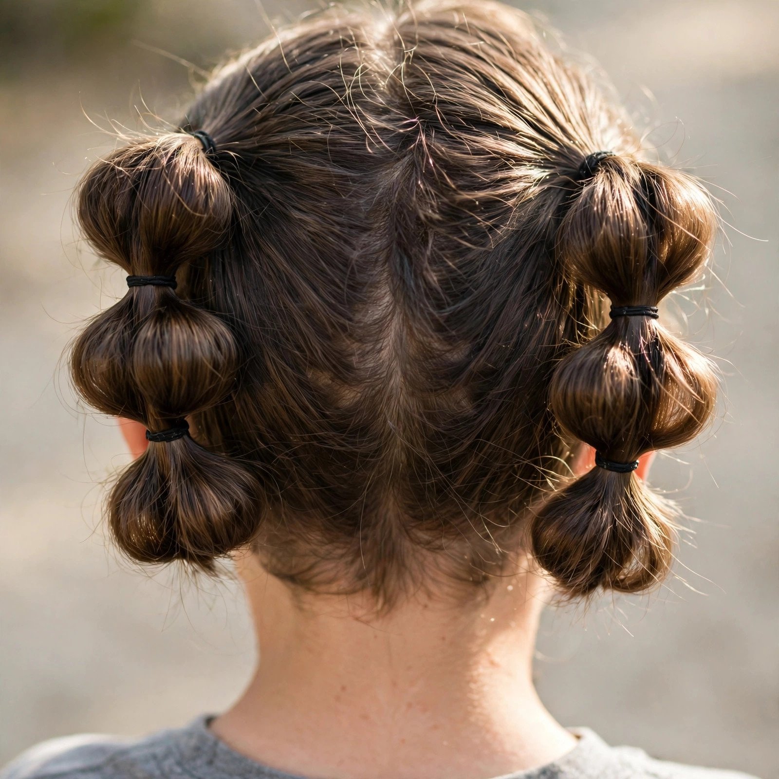 Back view of Double Side Bubble Braids hairstyle for boys