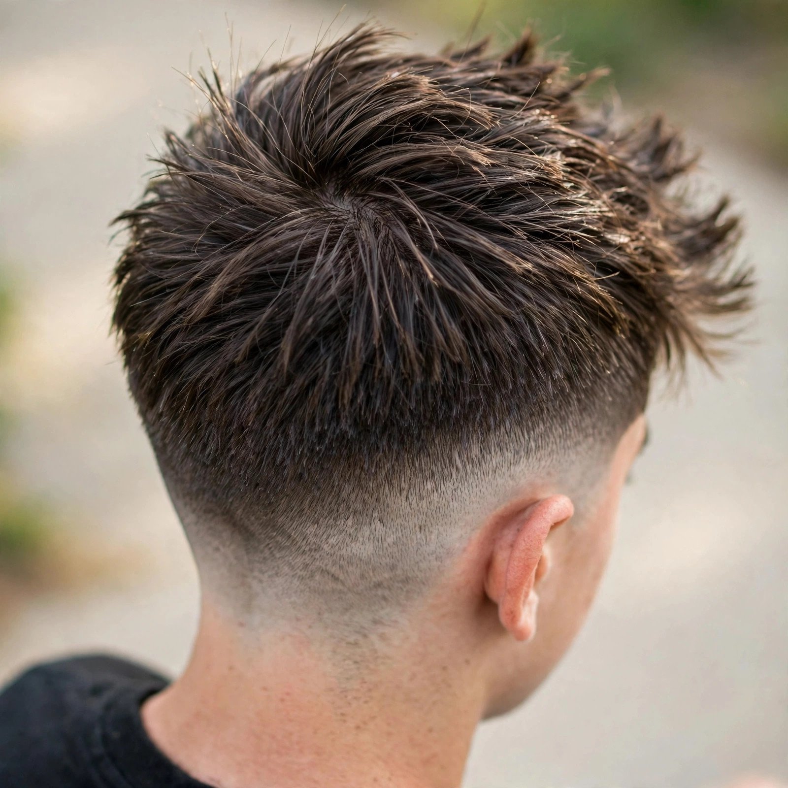 Back view of Faux Hawk Fade hairstyle for boys