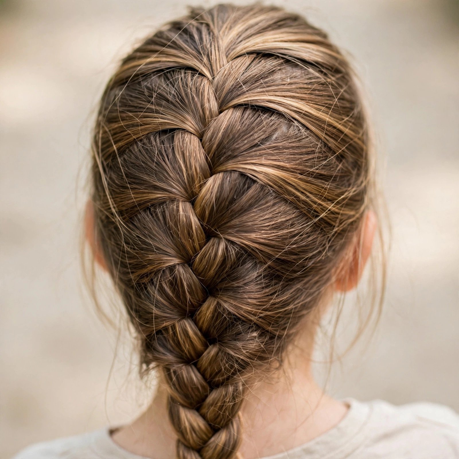 French braid hairstyle for girls, back view