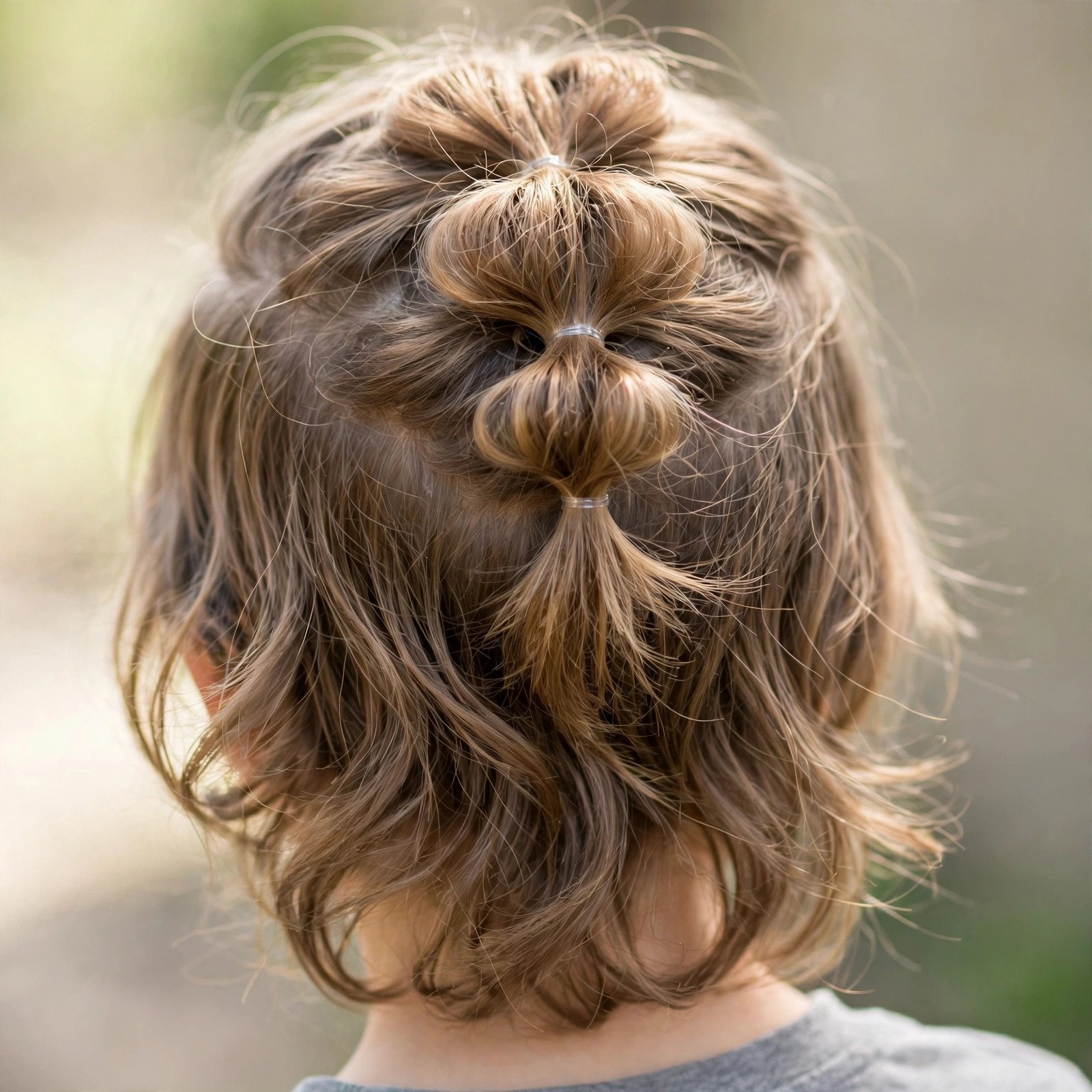 Back view of Half-Up Bubble Style hairstyle for boys