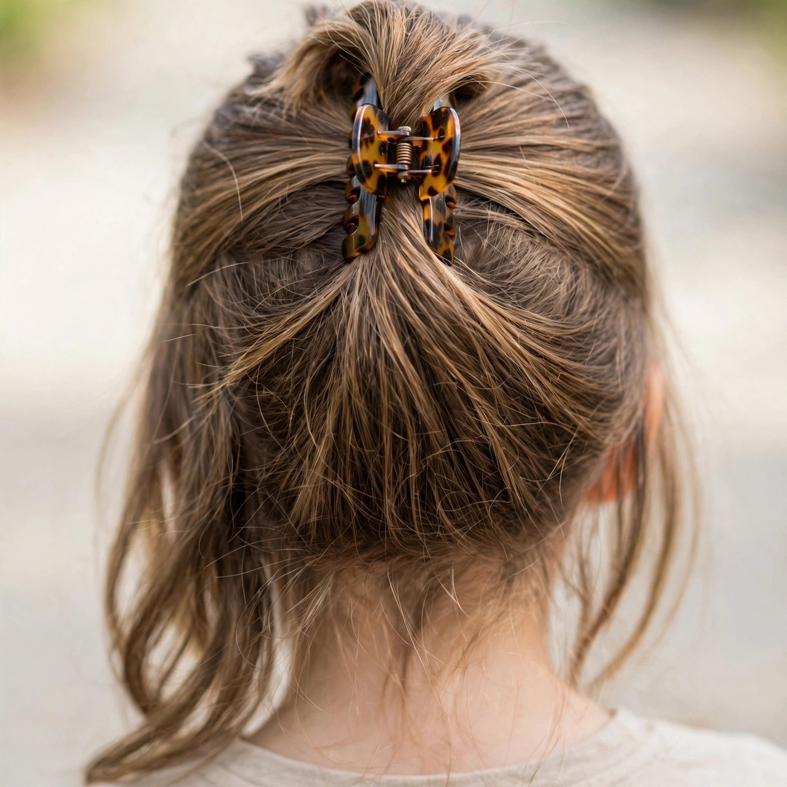Half-up claw clip hairstyle for girls, back view