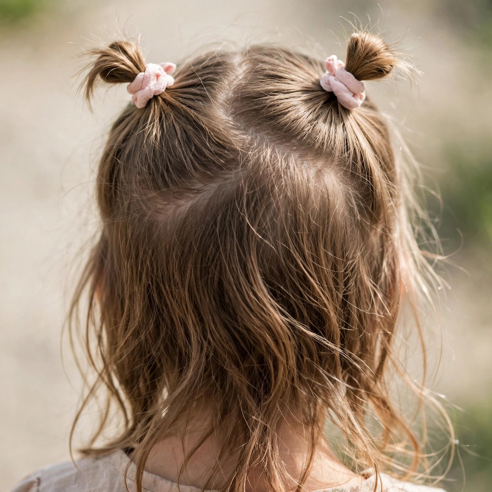 Half-up pigtails hairstyle for girls, back view