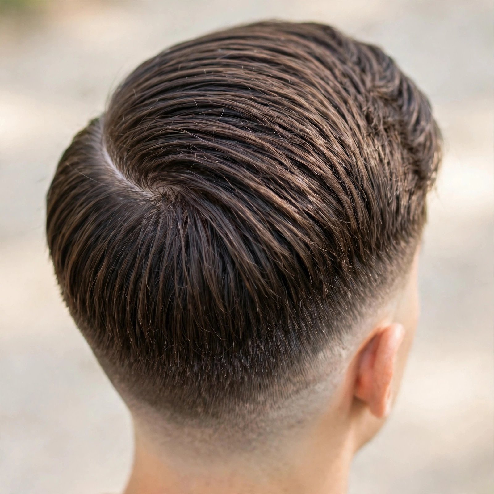 Back view of Hard Part Combover hairstyle for boys