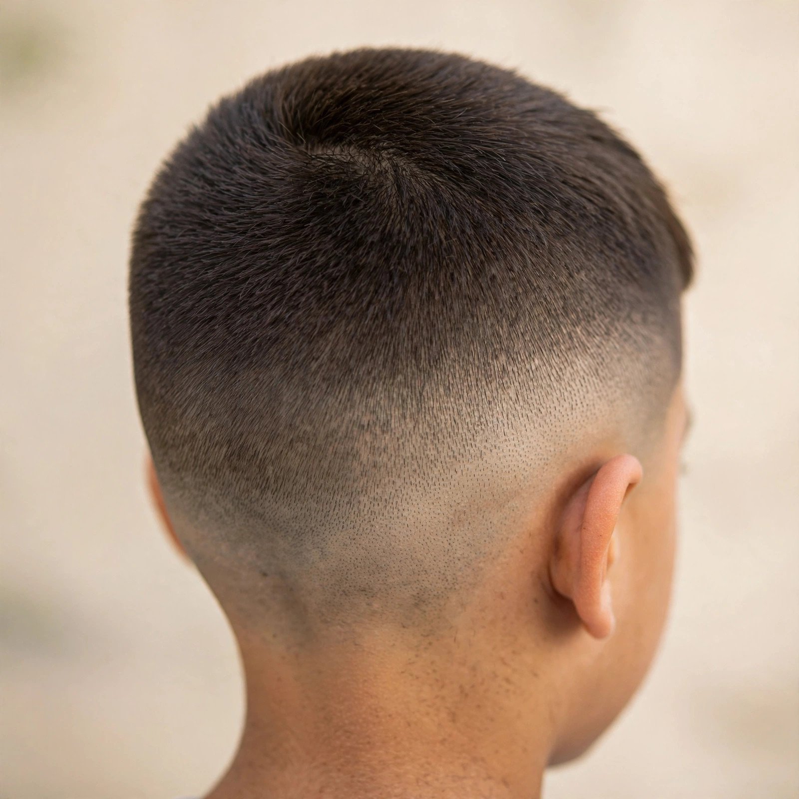 Back view of High and Tight Fade hairstyle for boys