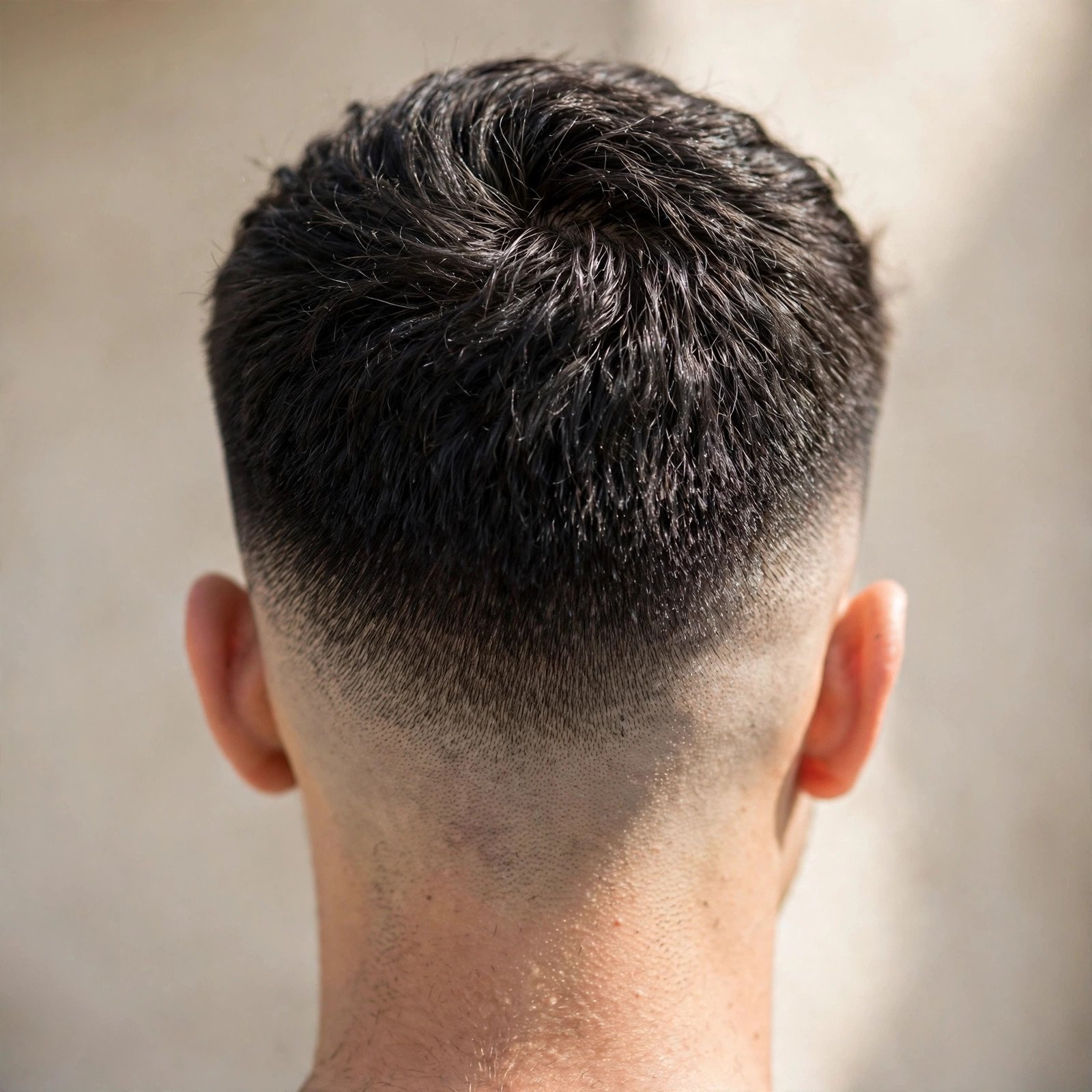 Back view of High Fade with Line-Up hairstyle for boys