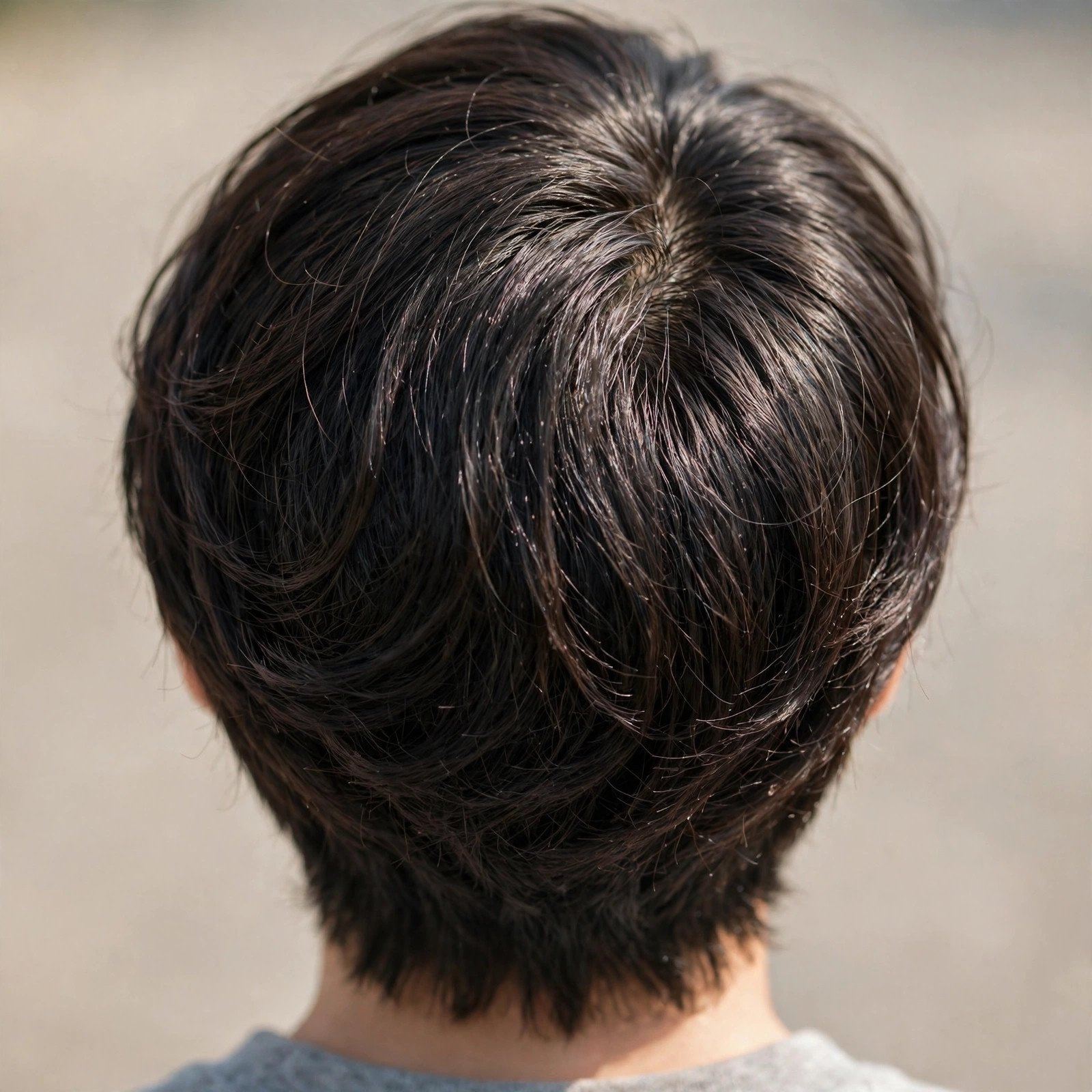 Korean Soft Side Part - boys hairstyle, back view