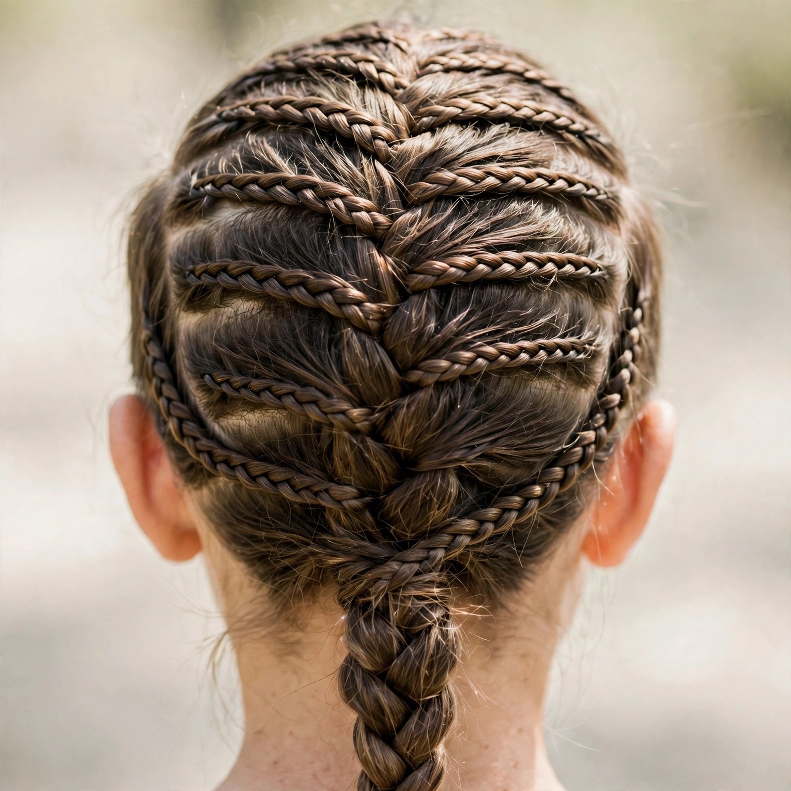Layered Braids into Ponytail - boys hairstyle, back view