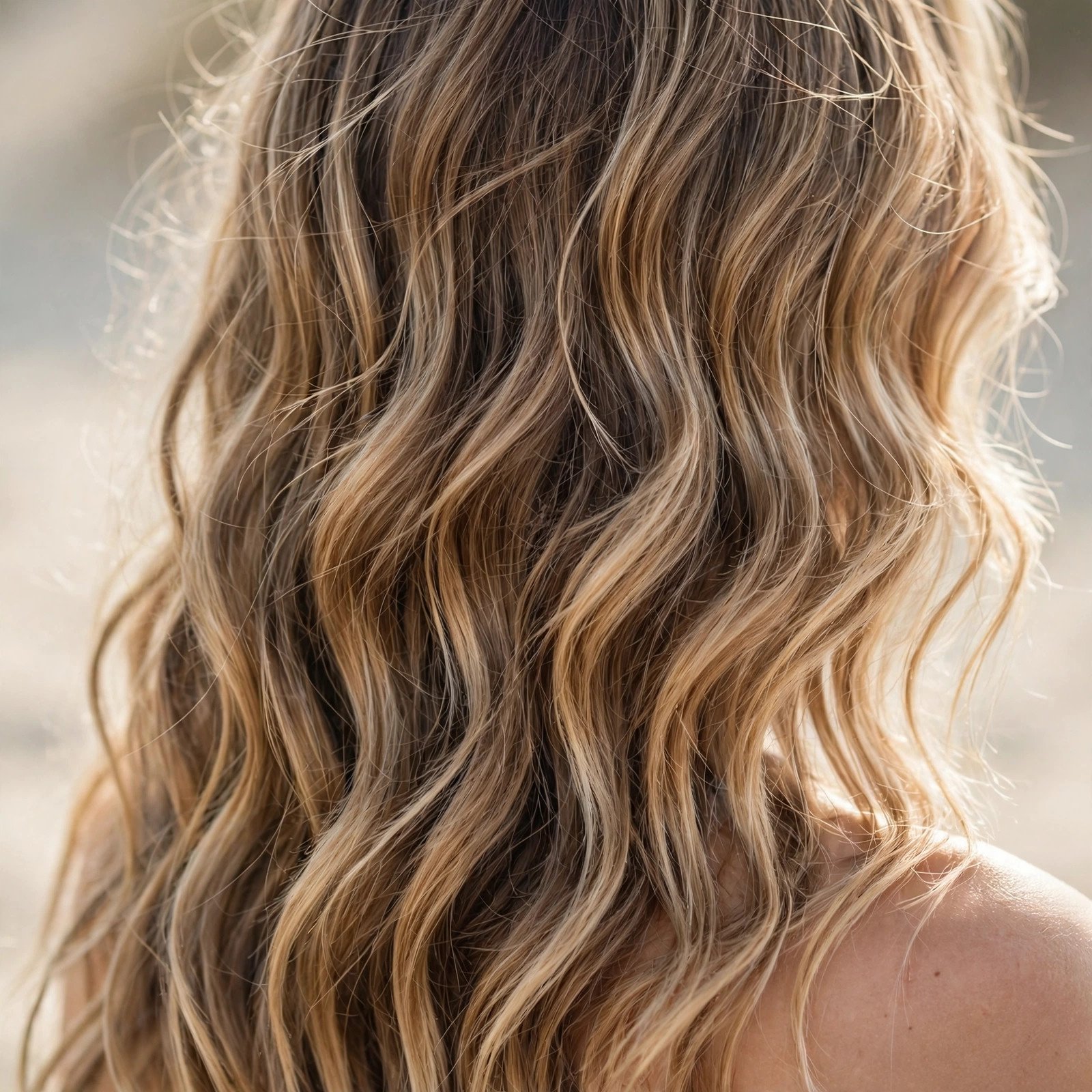 Loose beach waves hairstyle for college girls, back view