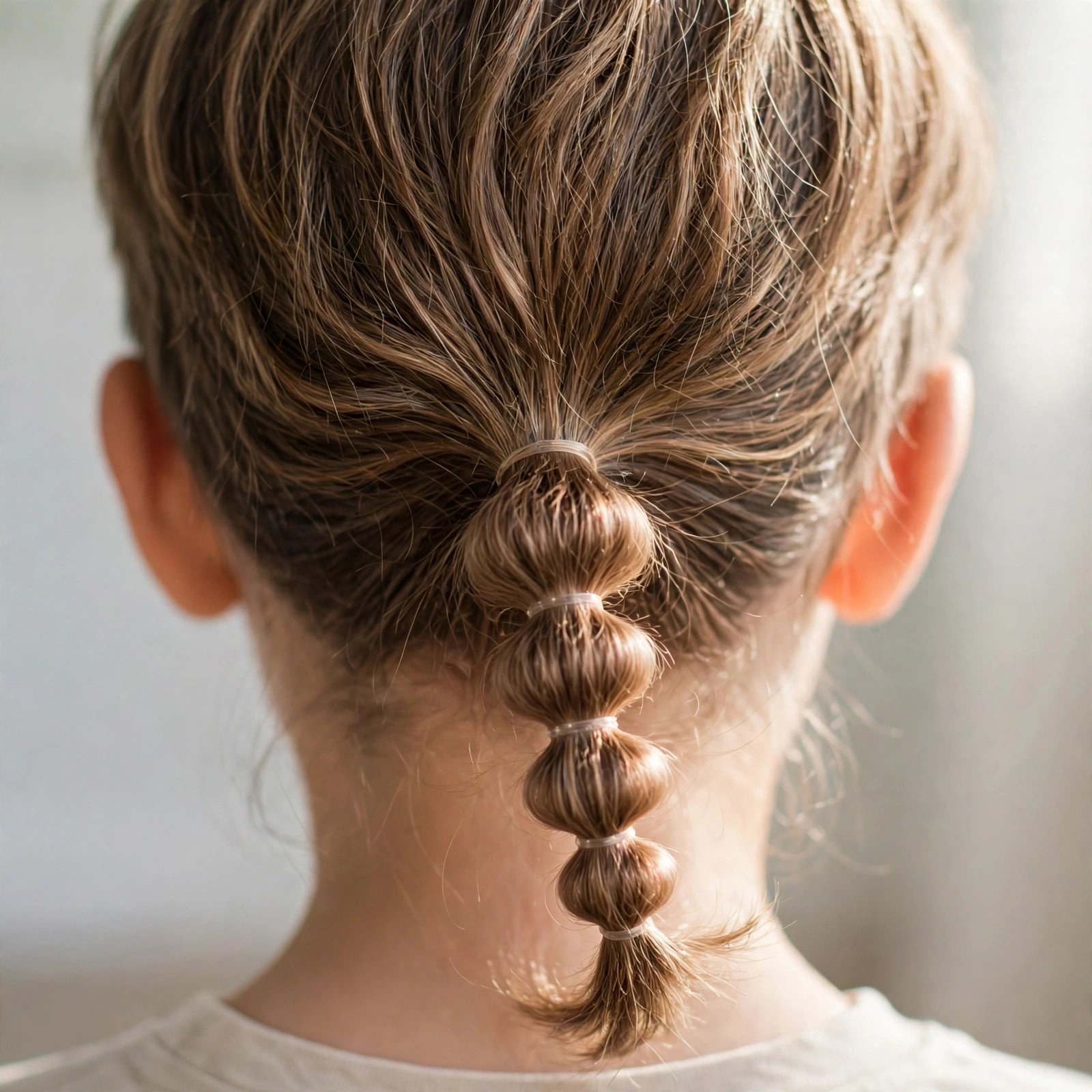 Back view of Low Bubble Ponytail hairstyle for boys