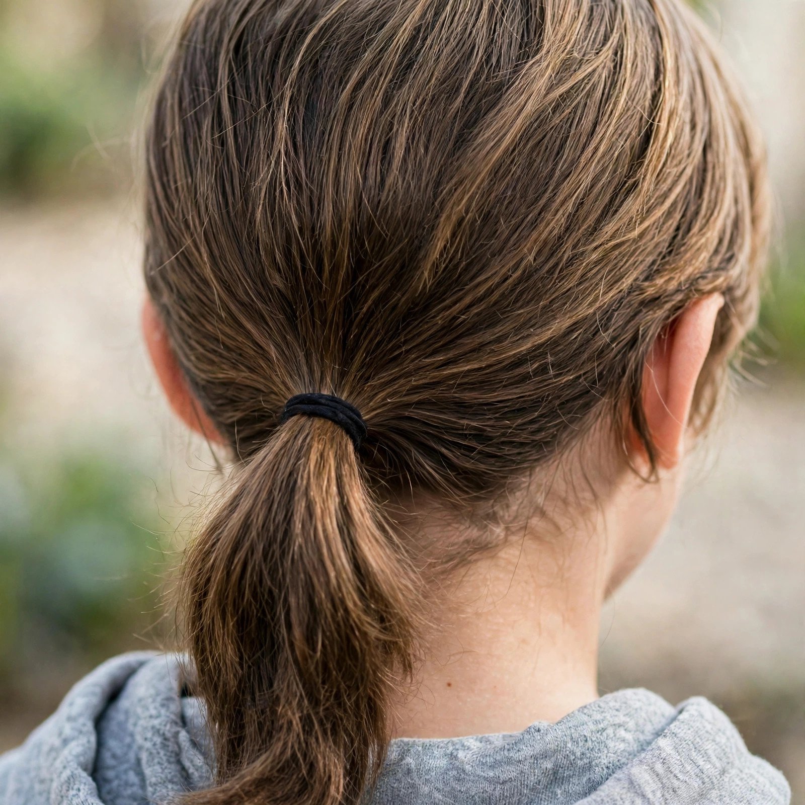 Back view of Low Ponytail (for Longer Hair) hairstyle for boys