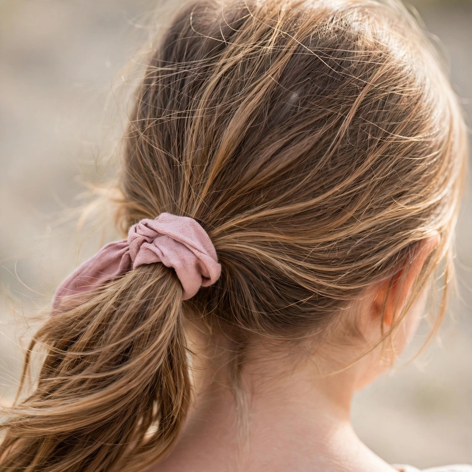 Low side ponytail hairstyle for little girls, back view
