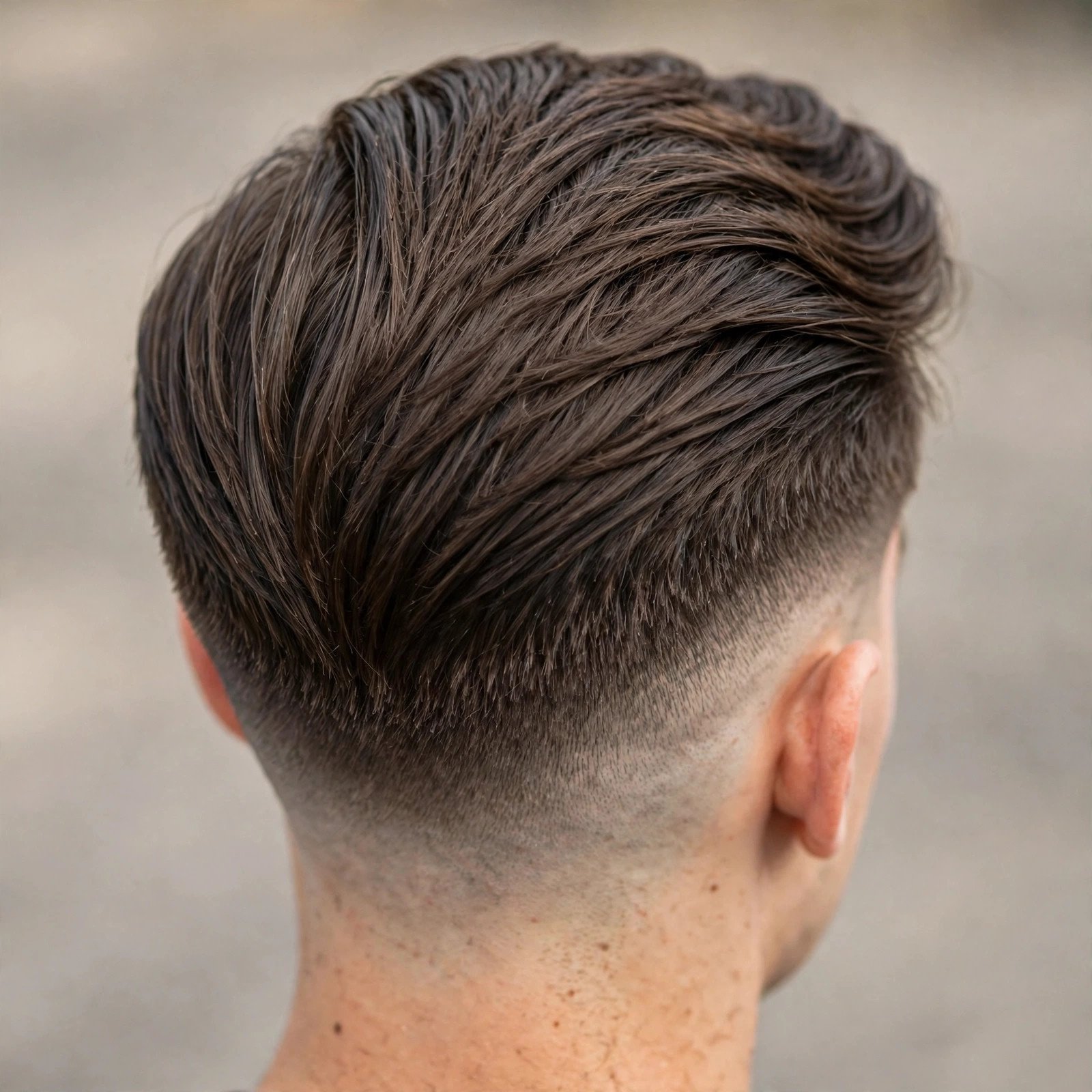 Back view of Low Skin Fade with Comb-Over hairstyle for boys