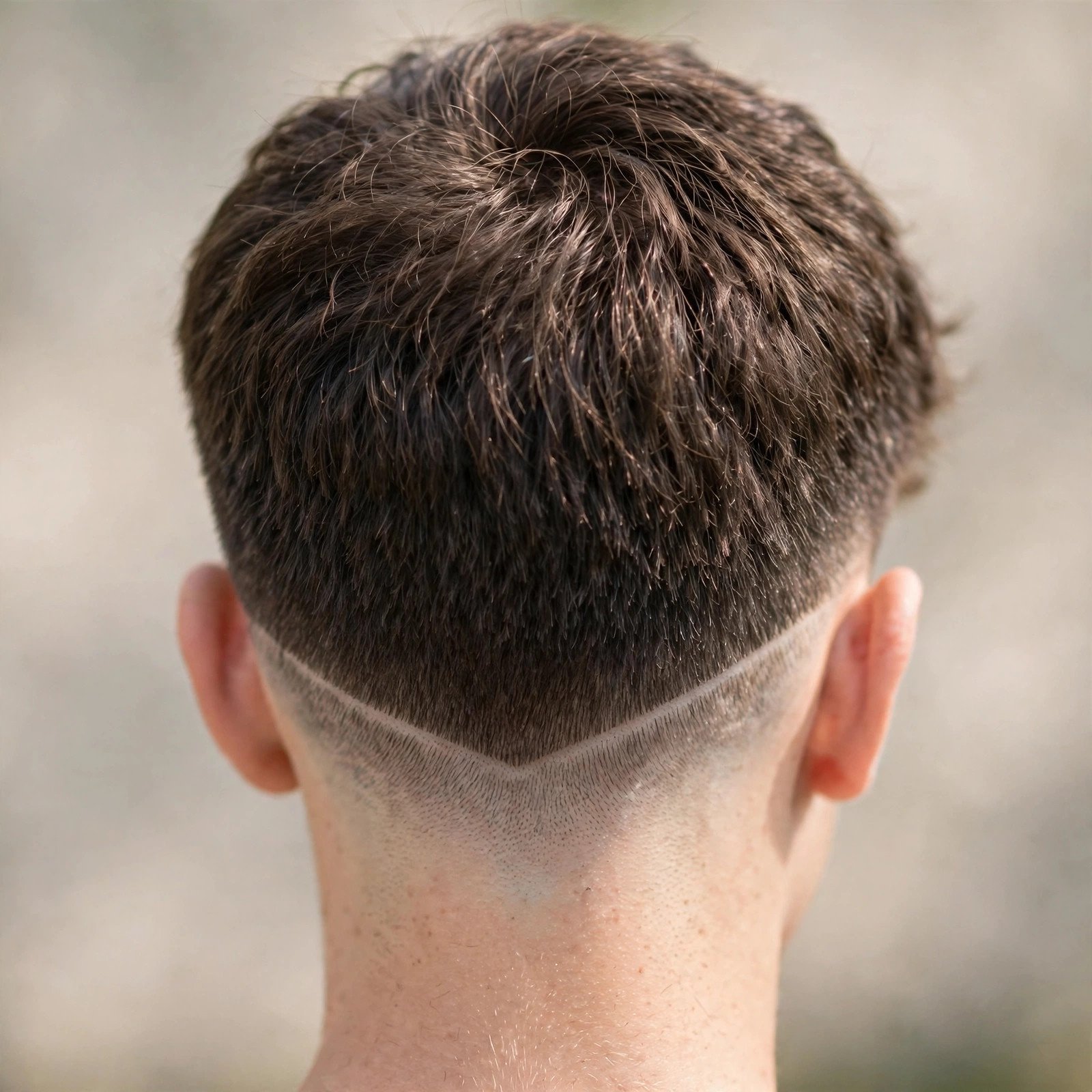 Low Skin Fade with Line-Up - boys hairstyle, back view