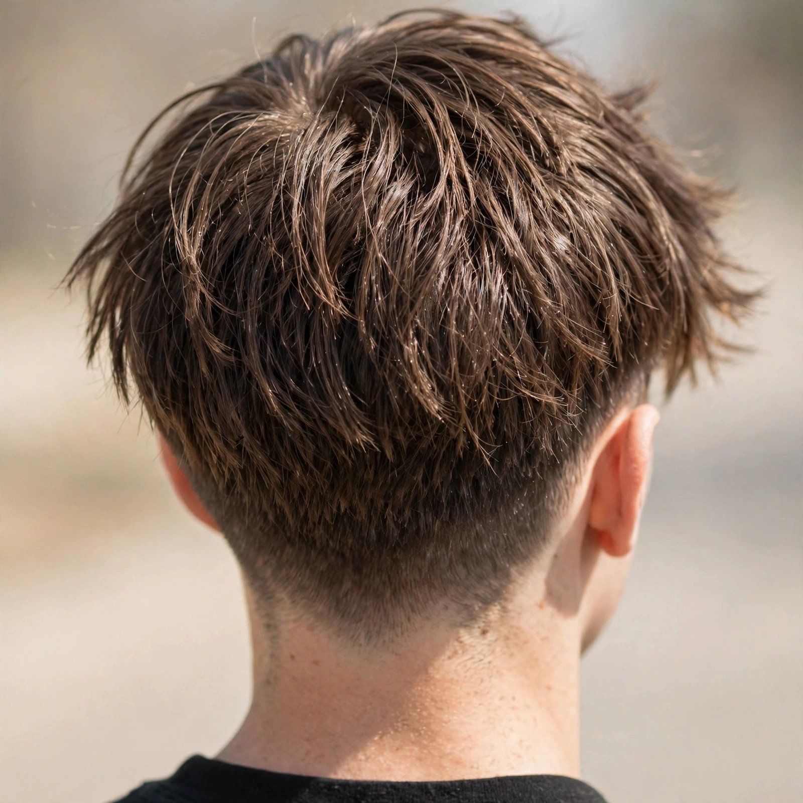 Low Taper Fringe - boys hairstyle, back view