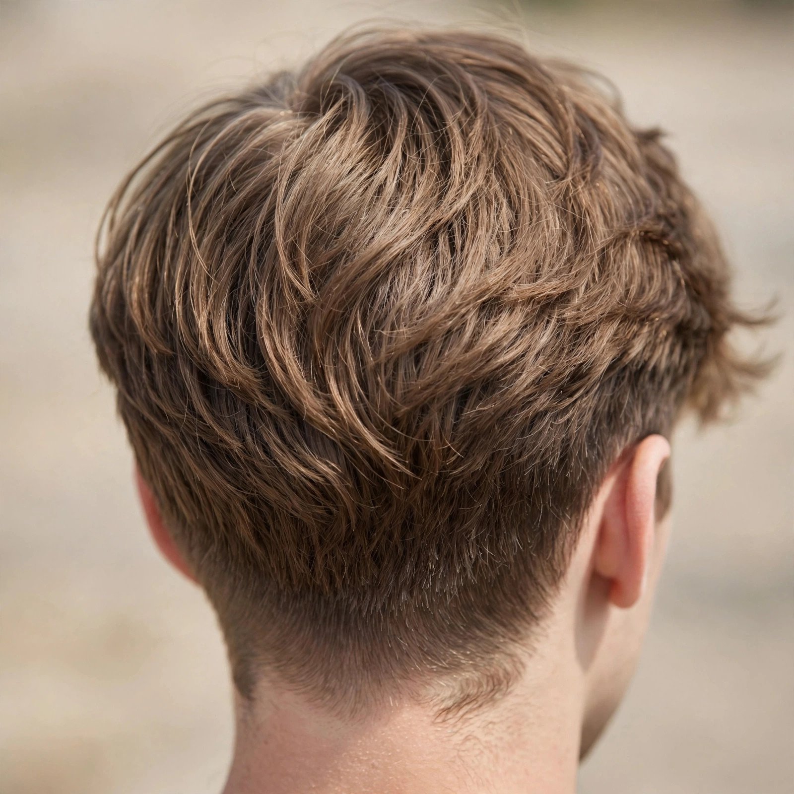 Low Taper Soft Fringe - boys hairstyle, back view
