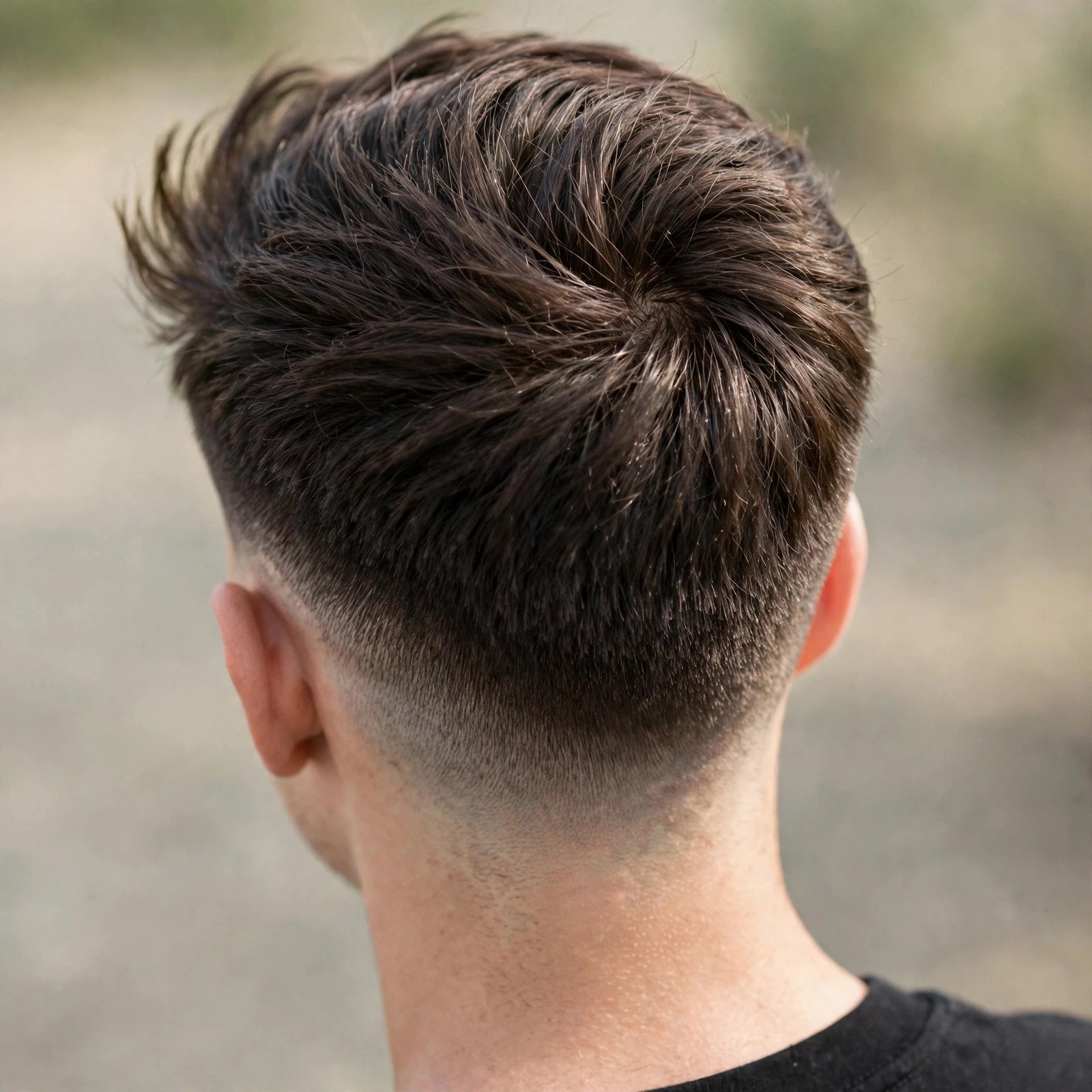 Back view of Medium Brush-Up with Fade hairstyle for boys