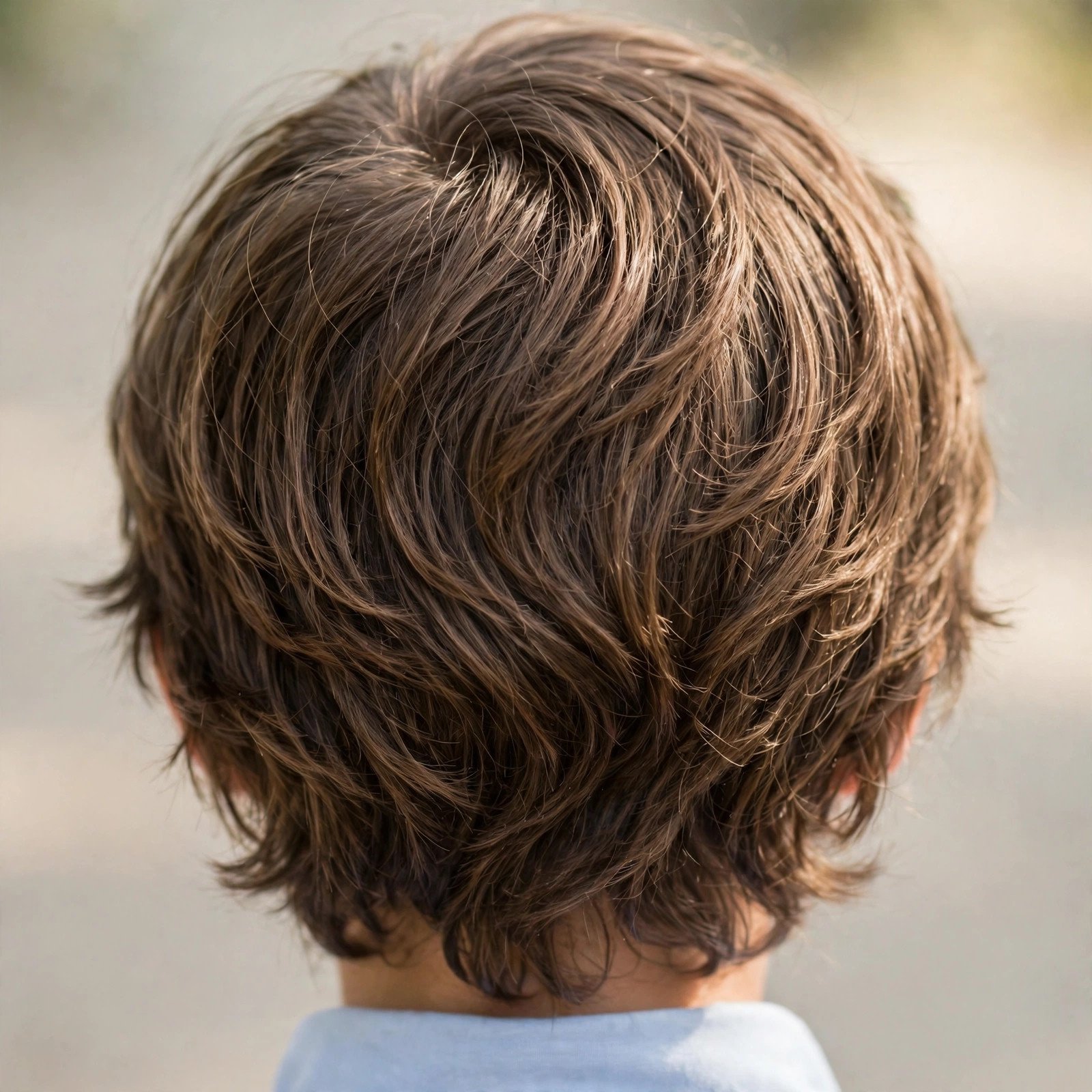 Back view of Medium Length Mop Top hairstyle for boys