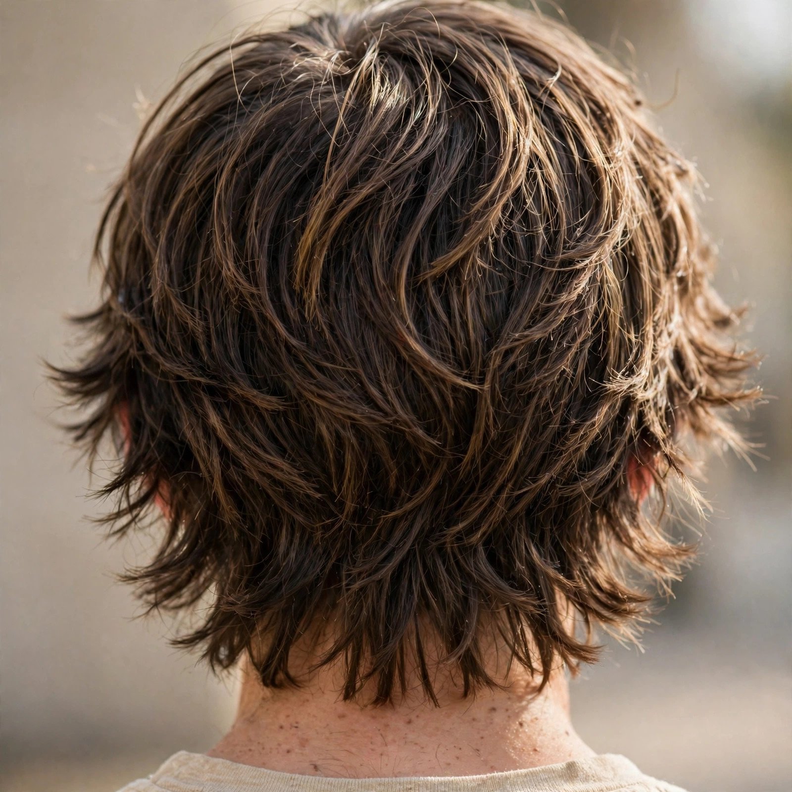 Back view of Medium-Length Shag hairstyle for boys