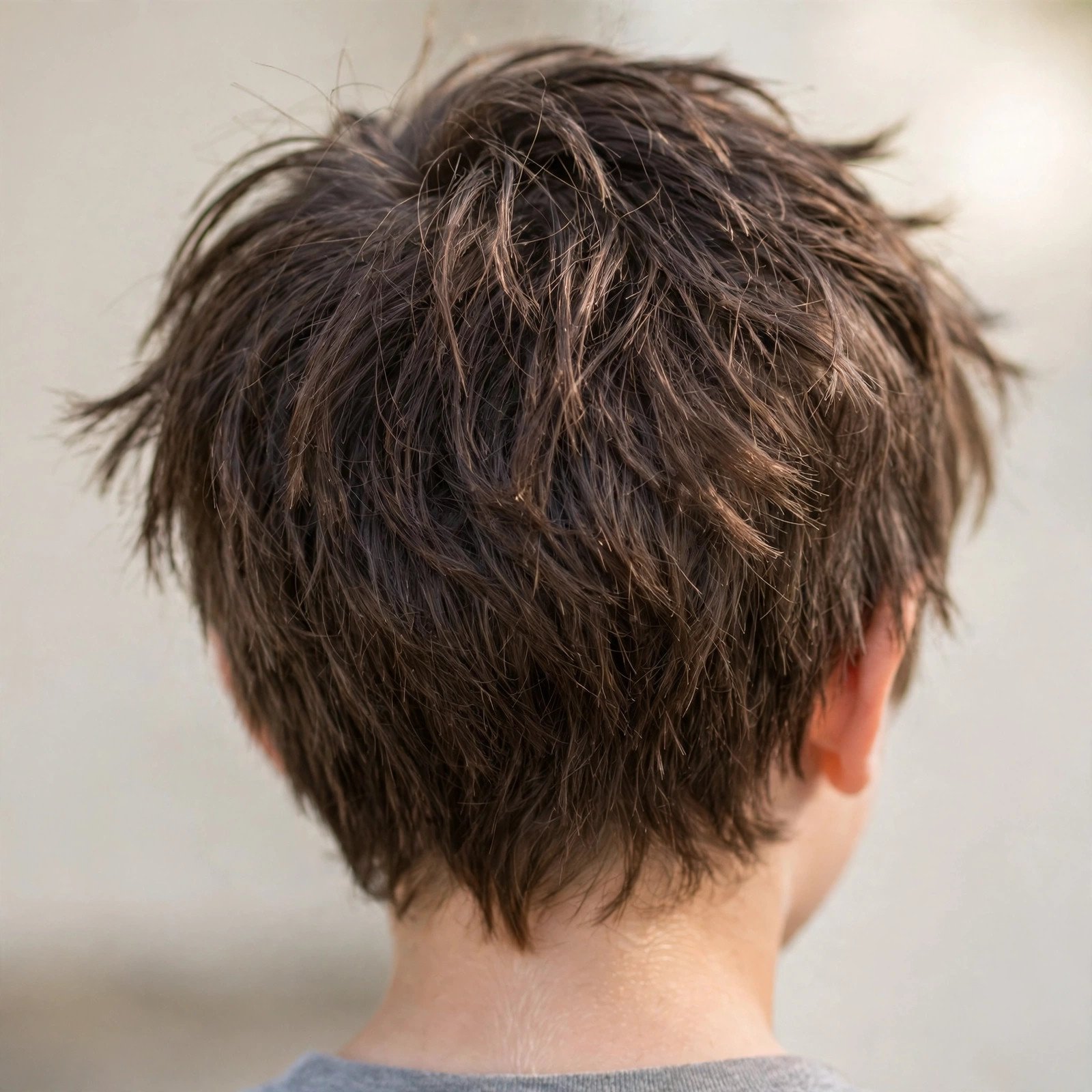 Back view of Messy Fringe Crop hairstyle for boys