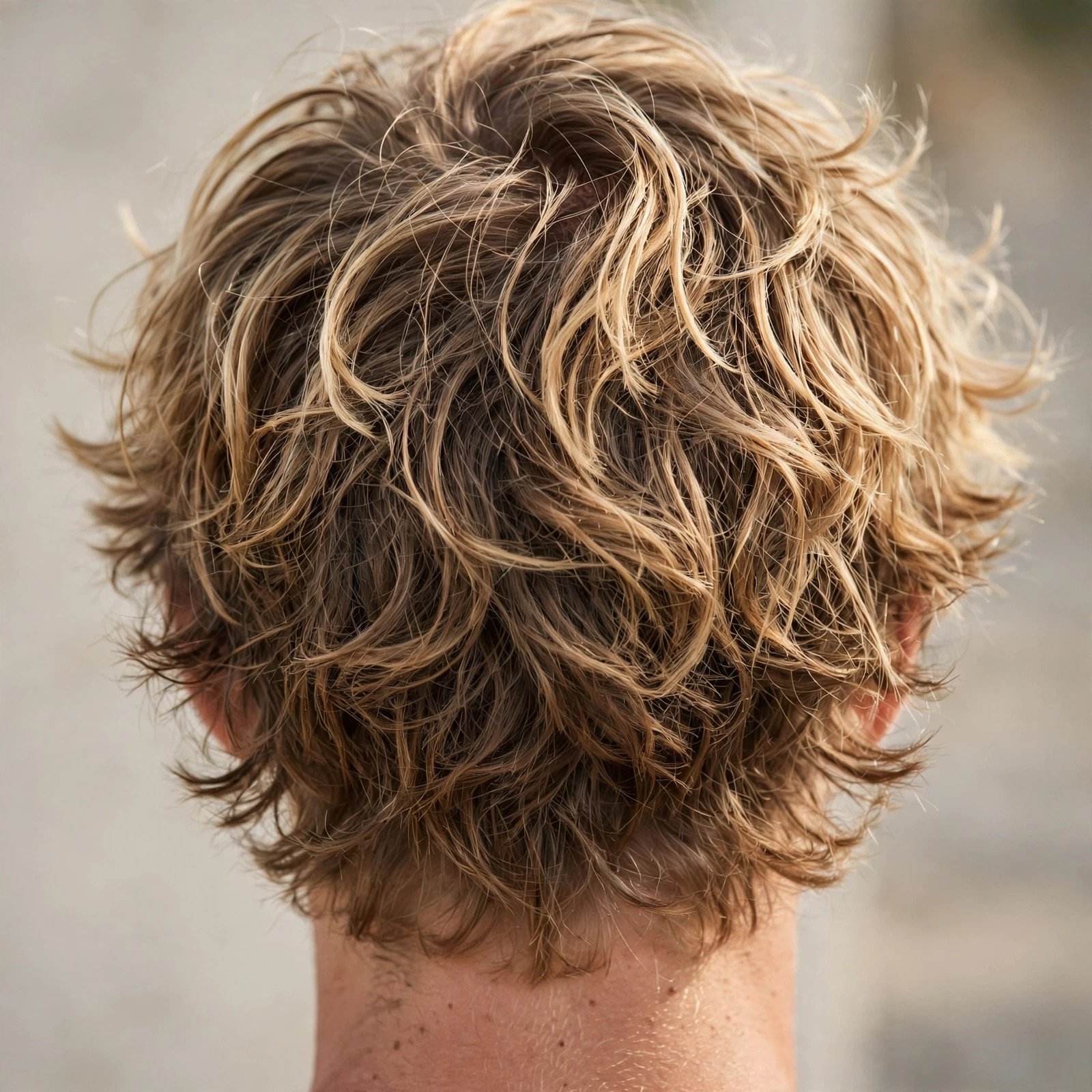 Messy Surfer Texture - boys hairstyle, back view
