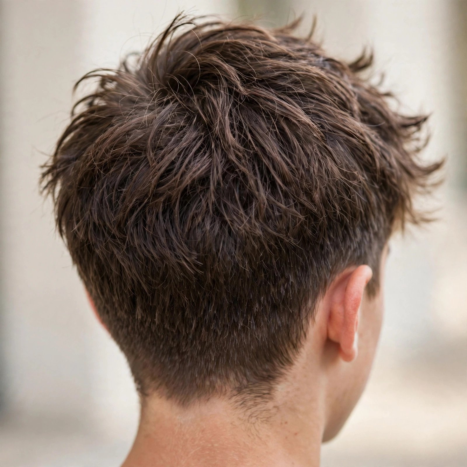 Back view of Messy Textured Crop hairstyle for boys