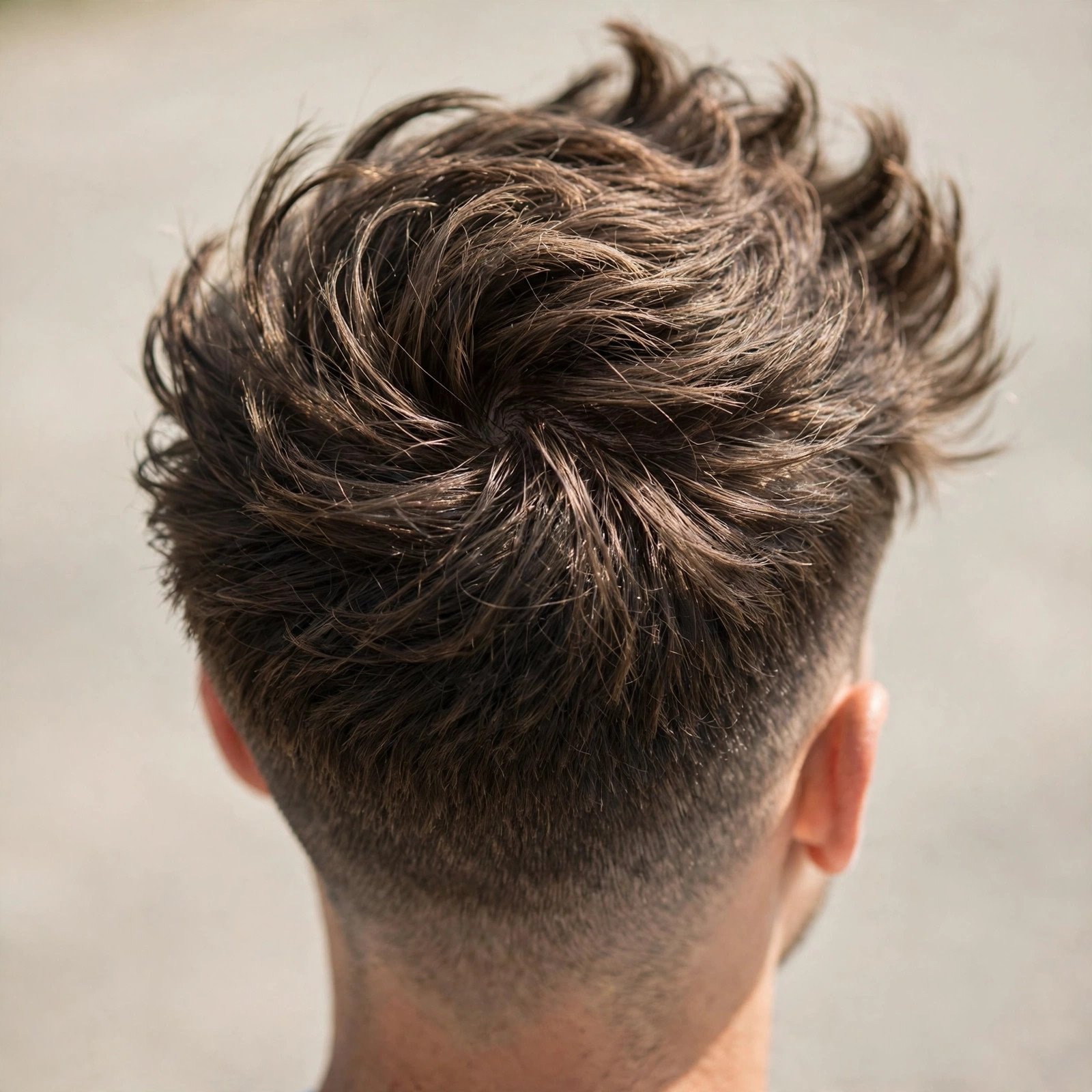 Messy Textured Quiff - boys hairstyle, back view