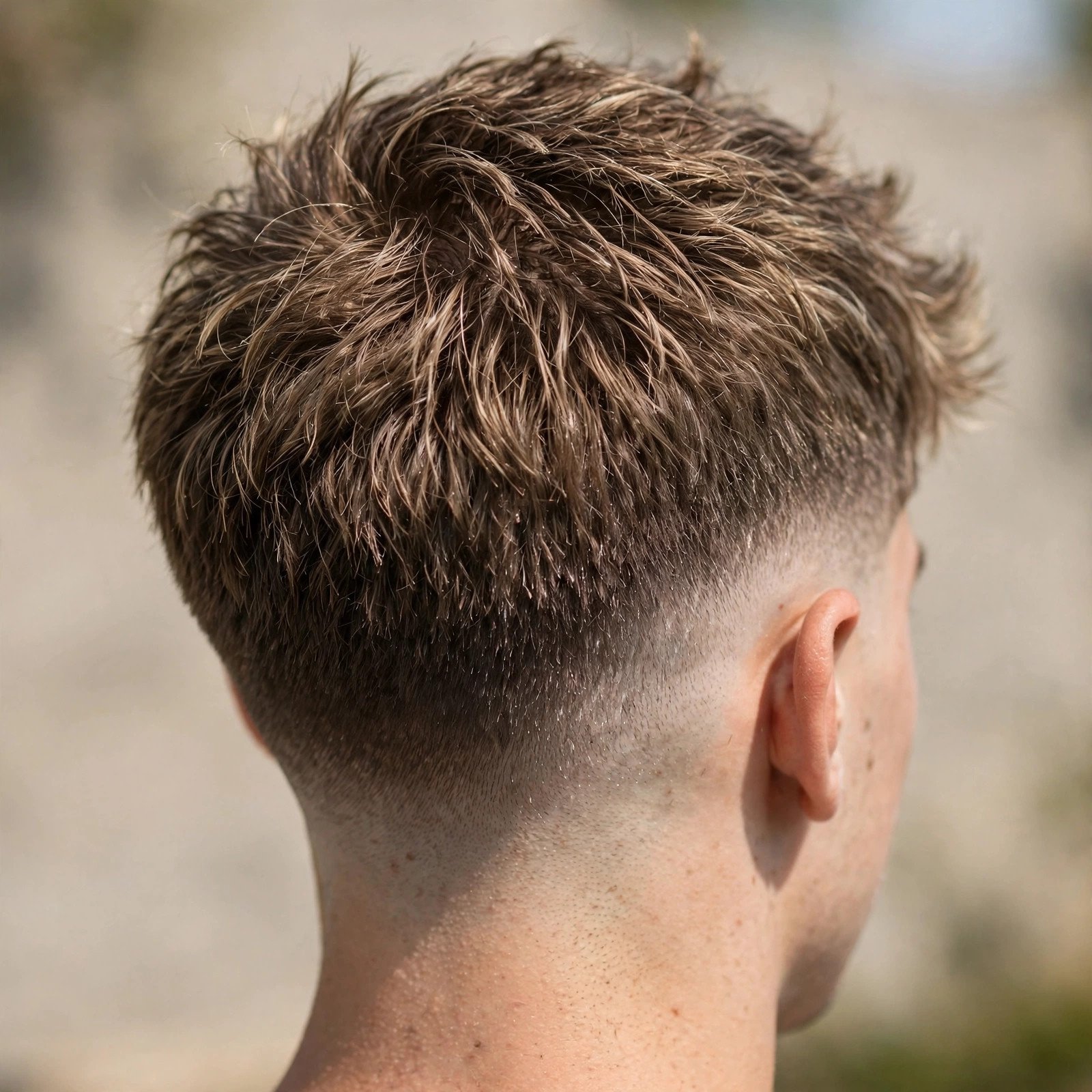 Mid Fade Textured Crop - boys hairstyle, back view