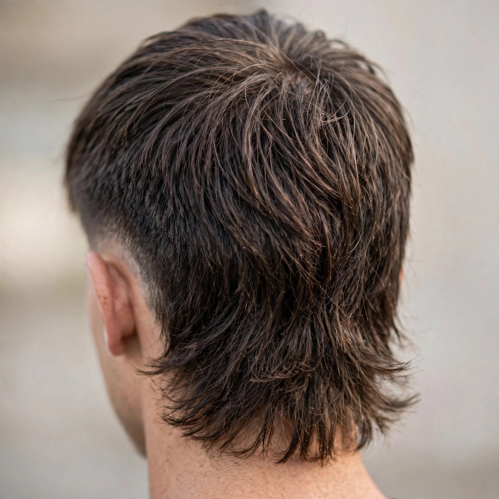 Back view of Modern Mullet hairstyle for boys