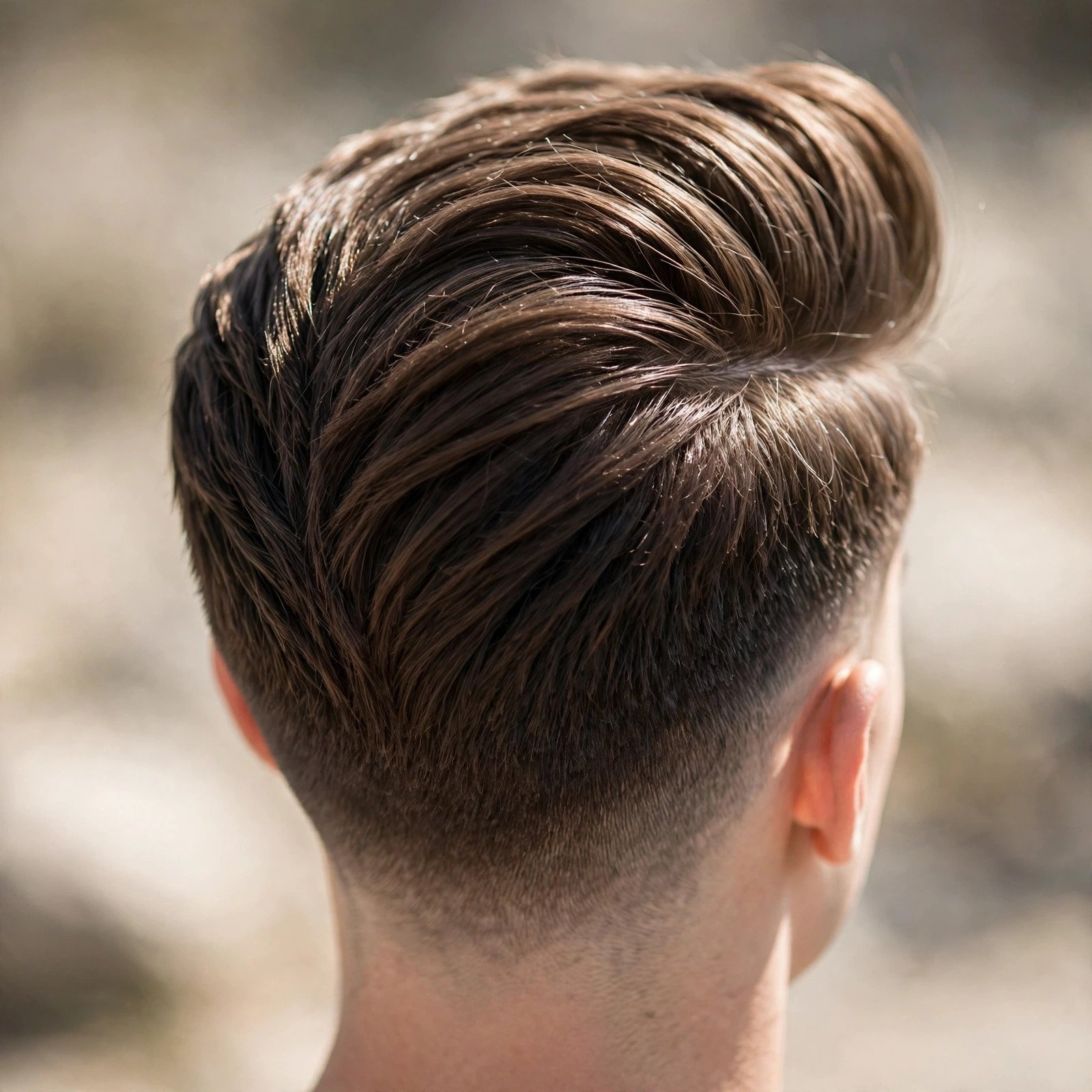 Back view of Modern Pompadour hairstyle for boys