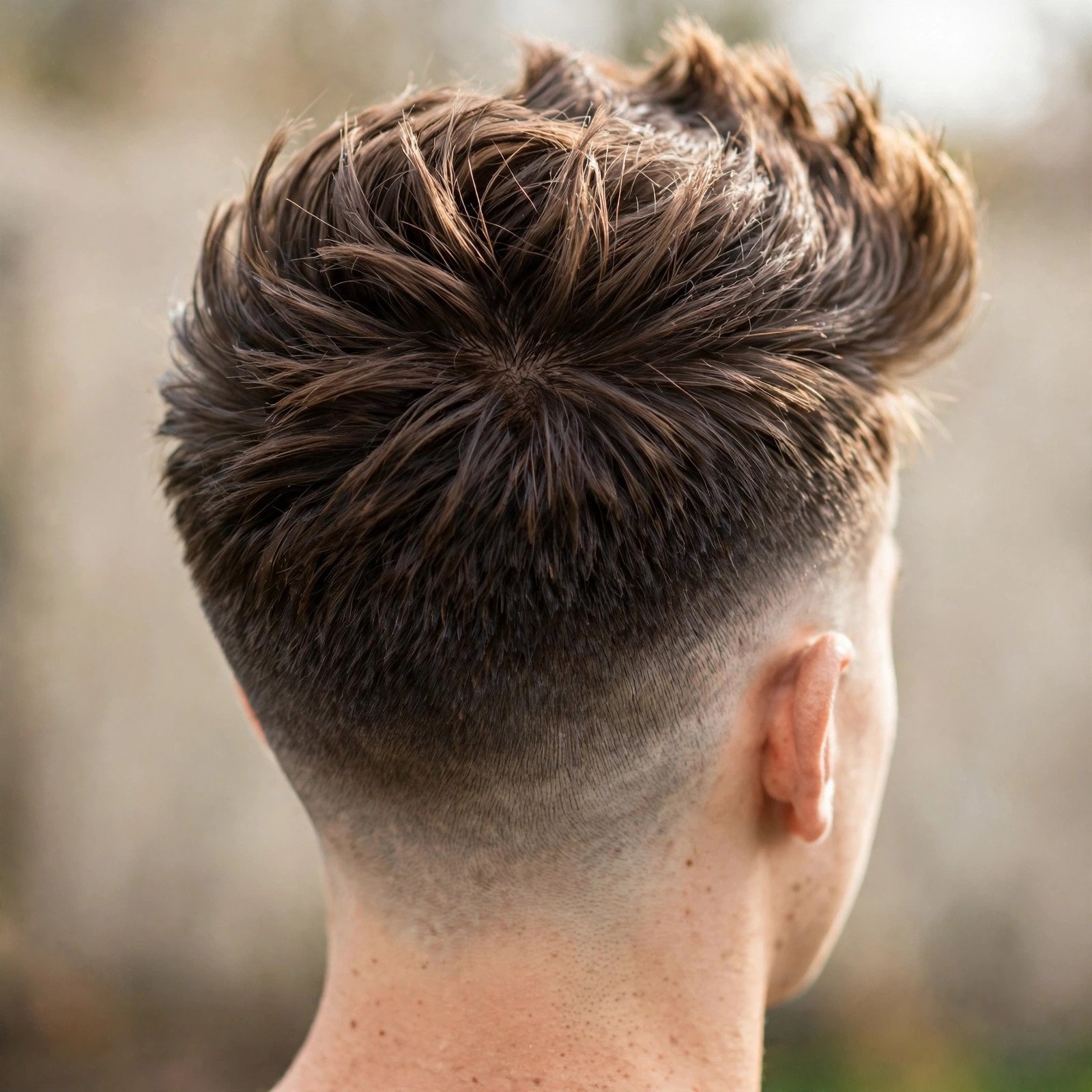 Back view of Quiff with Low Fade hairstyle for boys