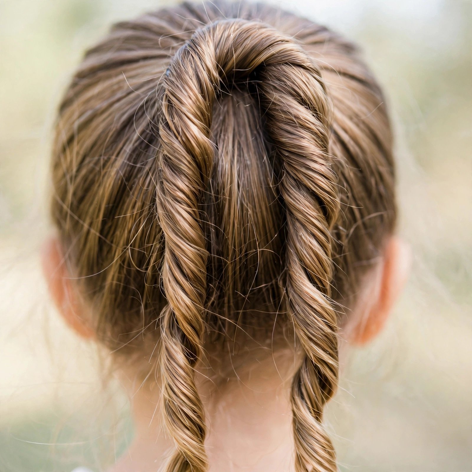 Rope twists hairstyle for little girls, back view